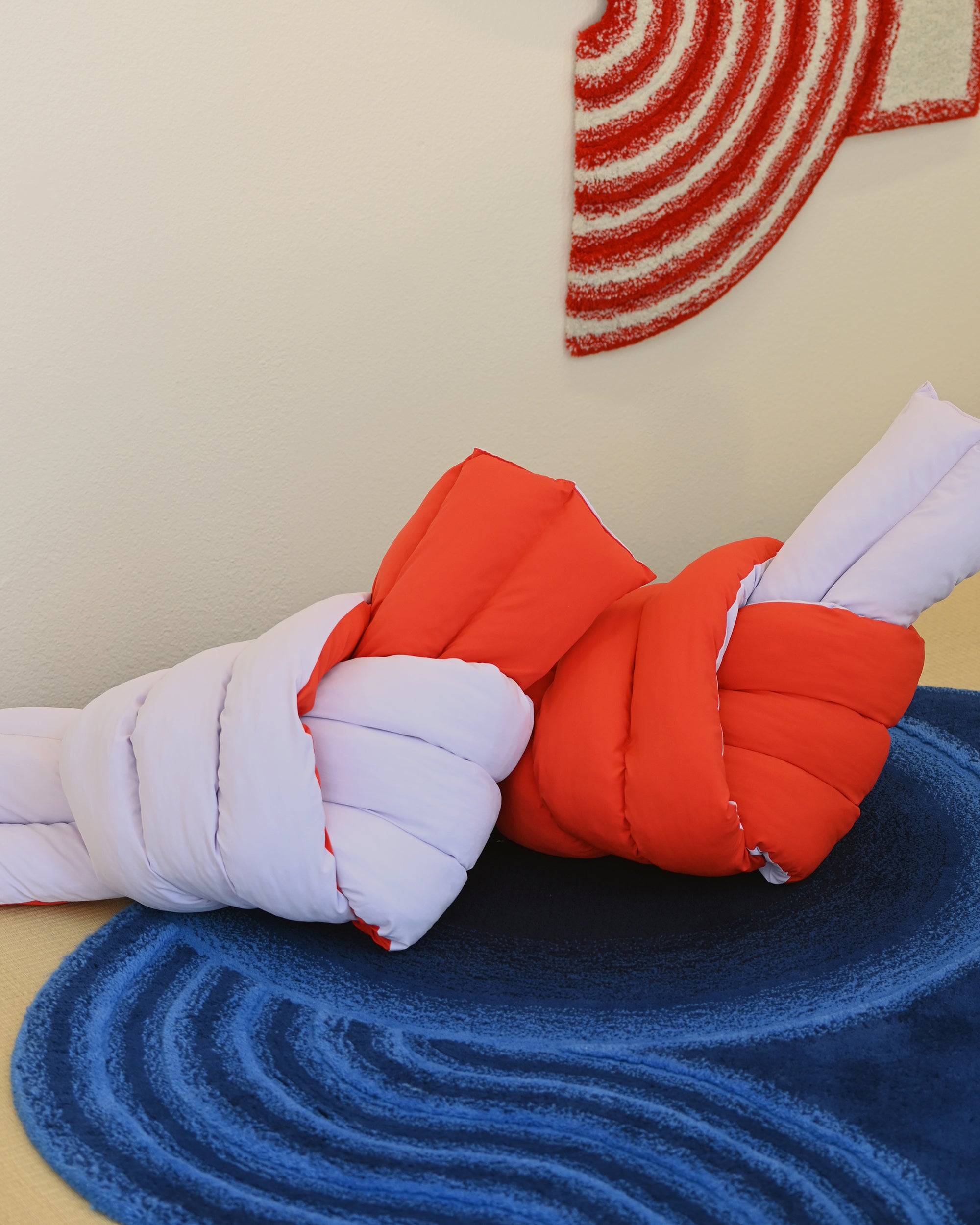 Musubi Cushion - Color Blocking Recycled Polyester | Capri Peach