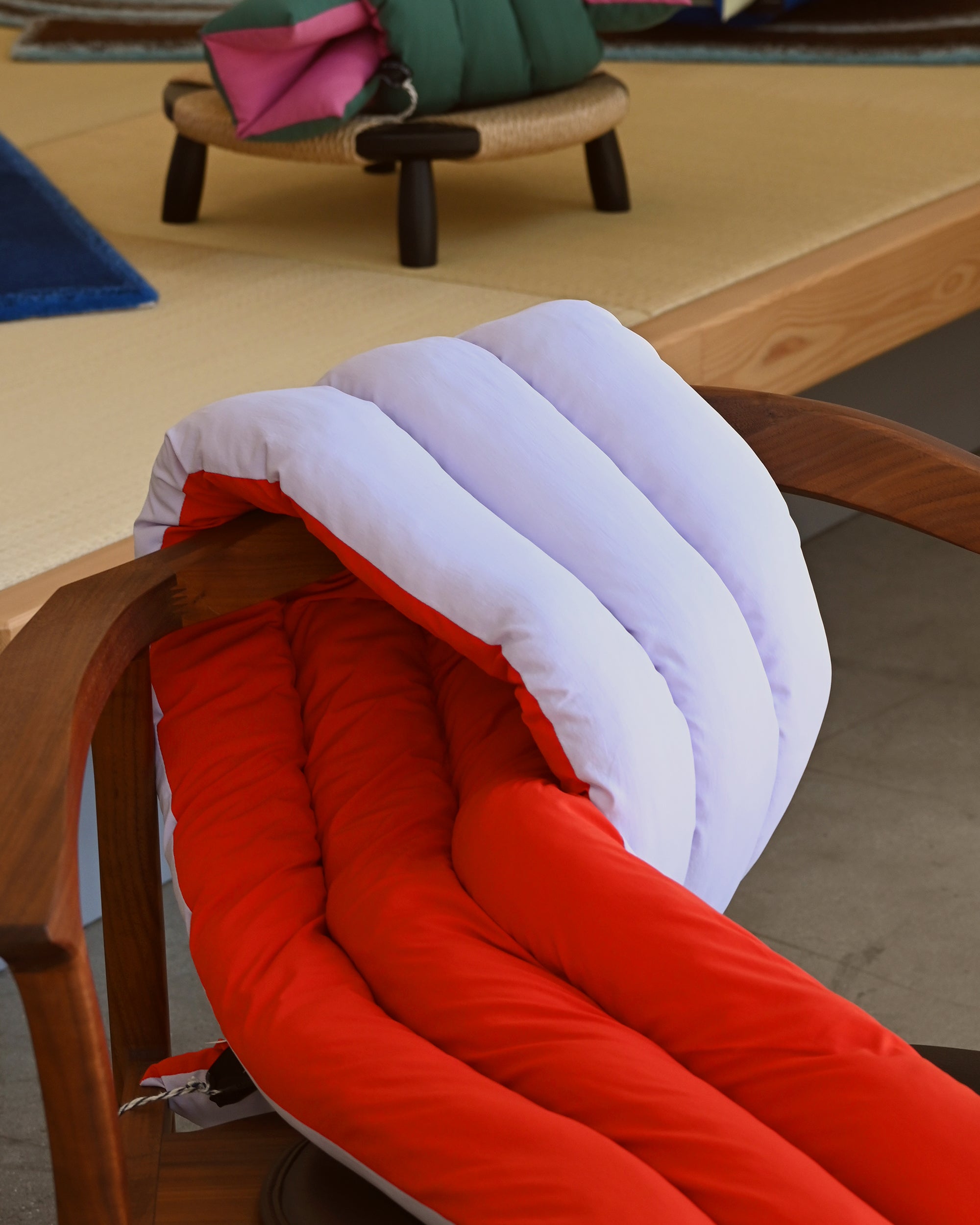 Musubi Cushion - Color Blocking Recycled Polyester | Capri Peach