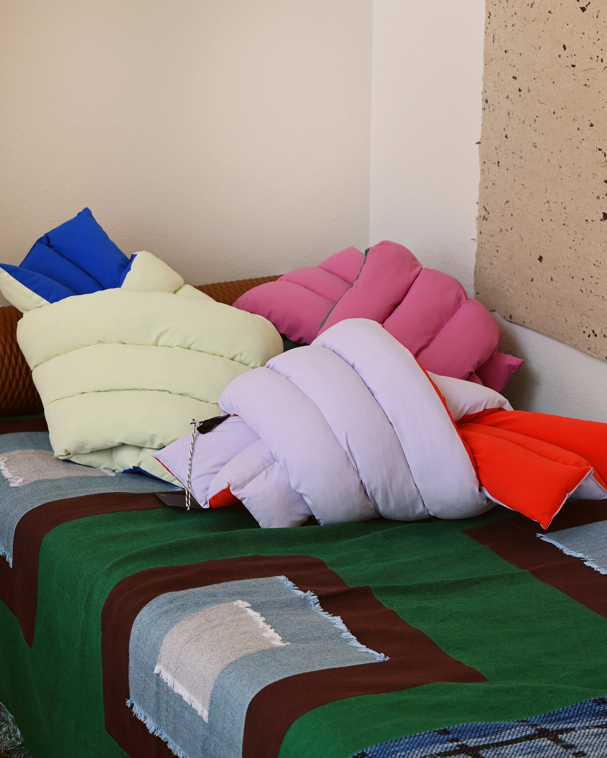 Musubi Cushion - Color Blocking Recycled Polyester | Capri Peach