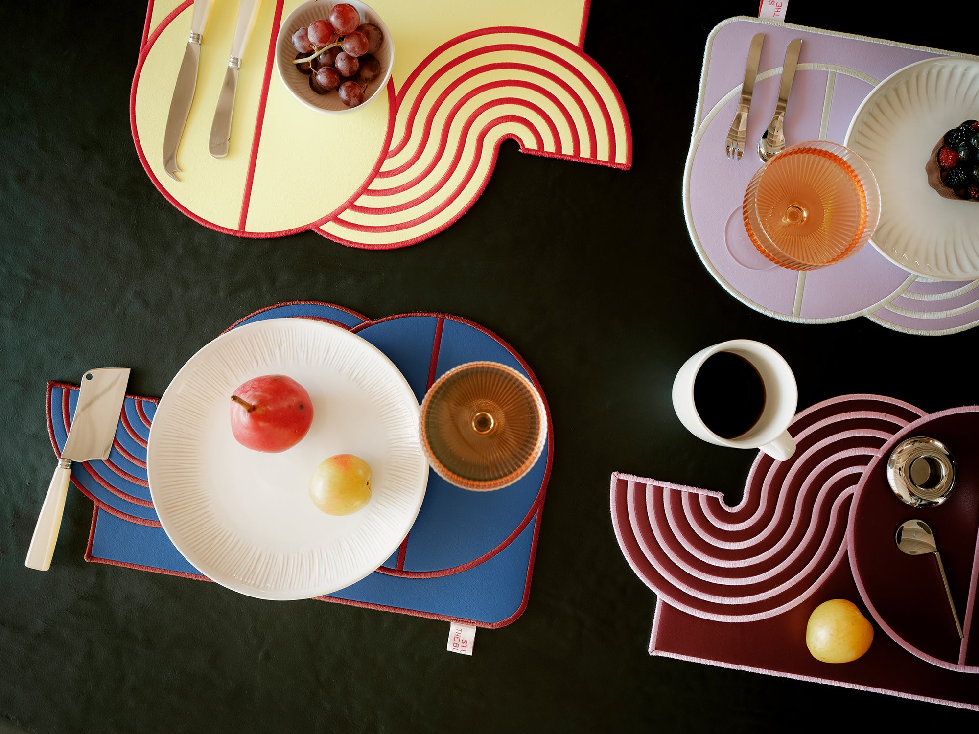 Wavy Split Leather Placemats - Set of 4