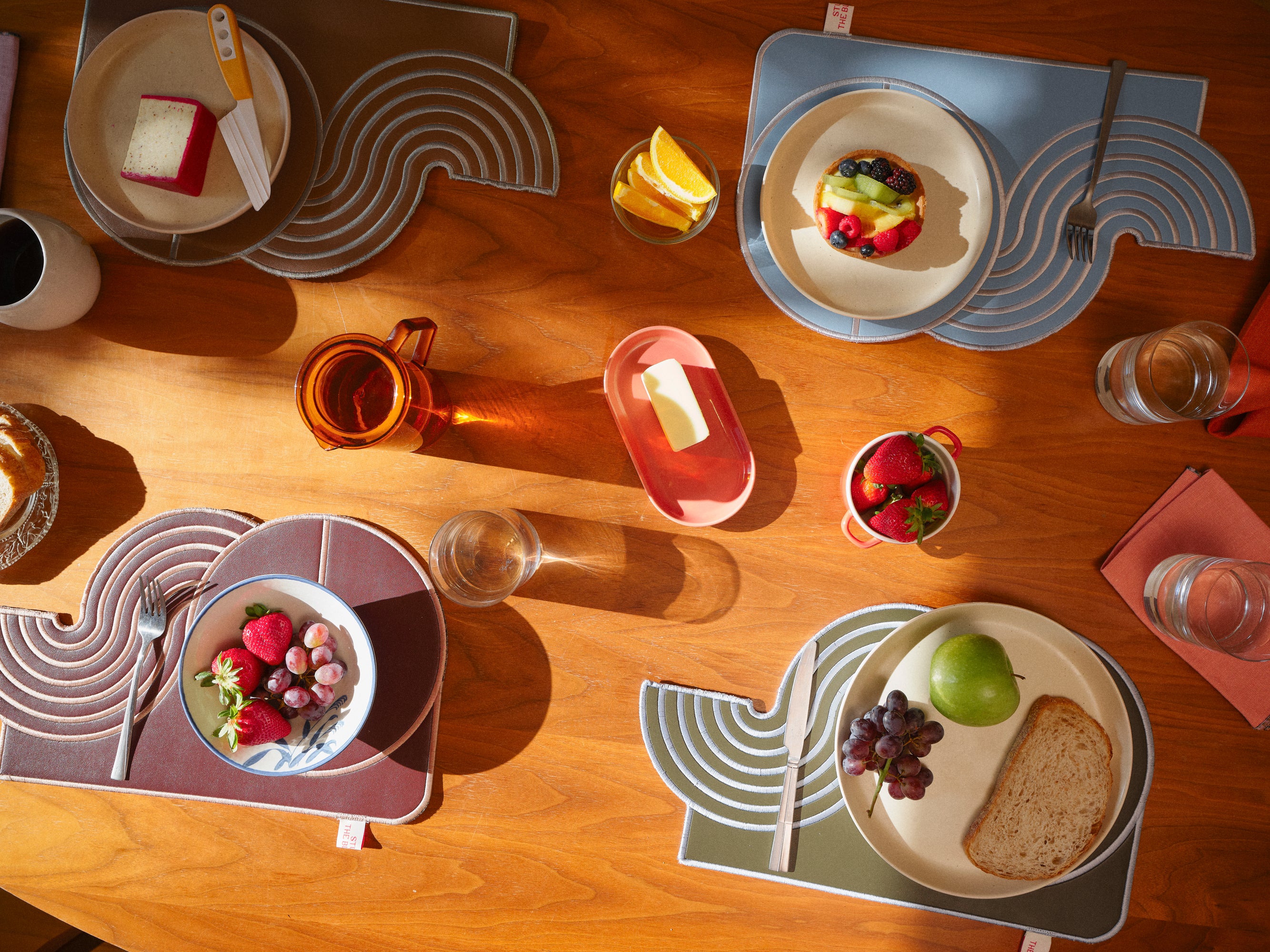 【Limited】Wavy Split Leather Placemats - Set of 4 / Mediterranean Mirage
