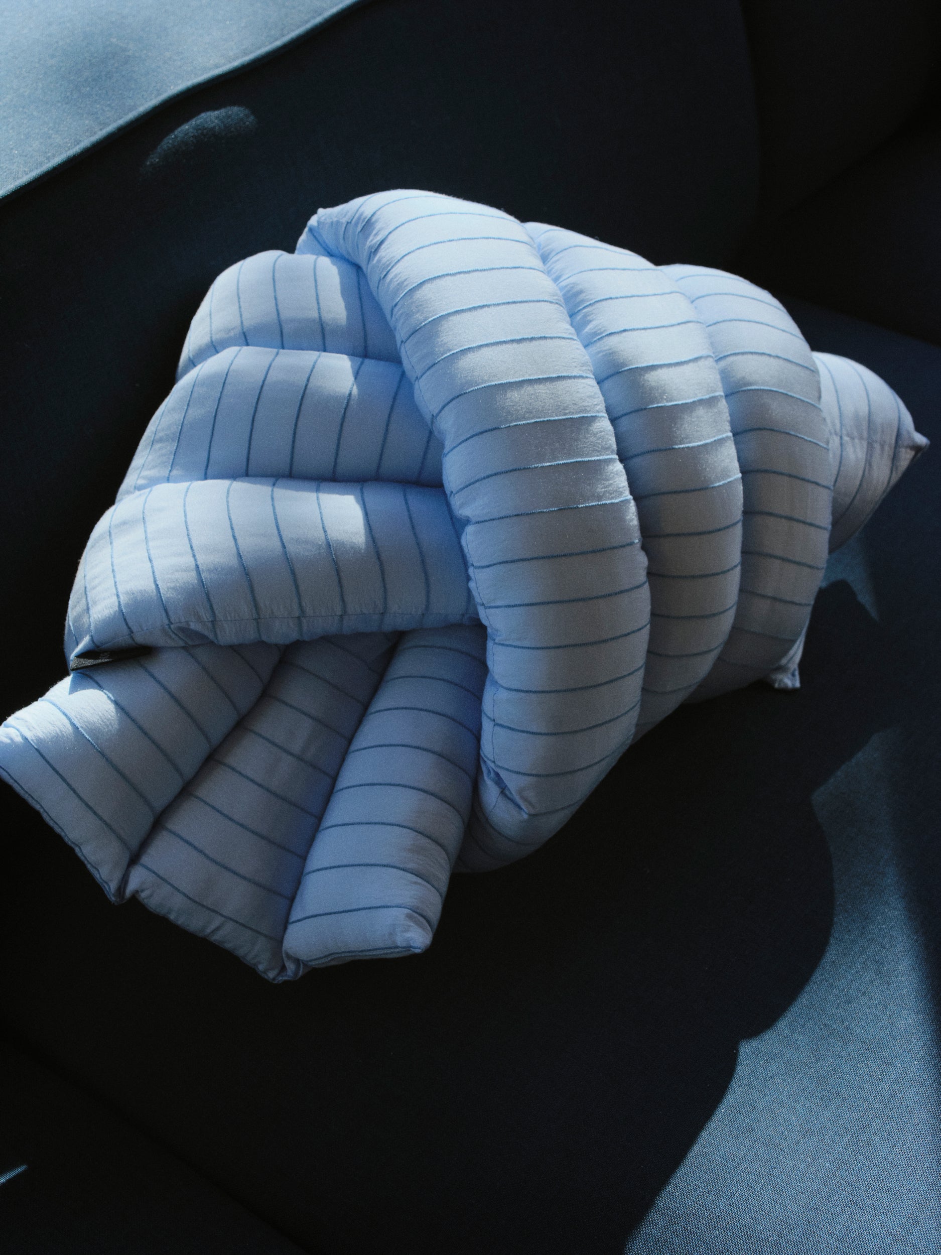 Musubi Cushion – Rayon Mole Border | Bosporus Blue