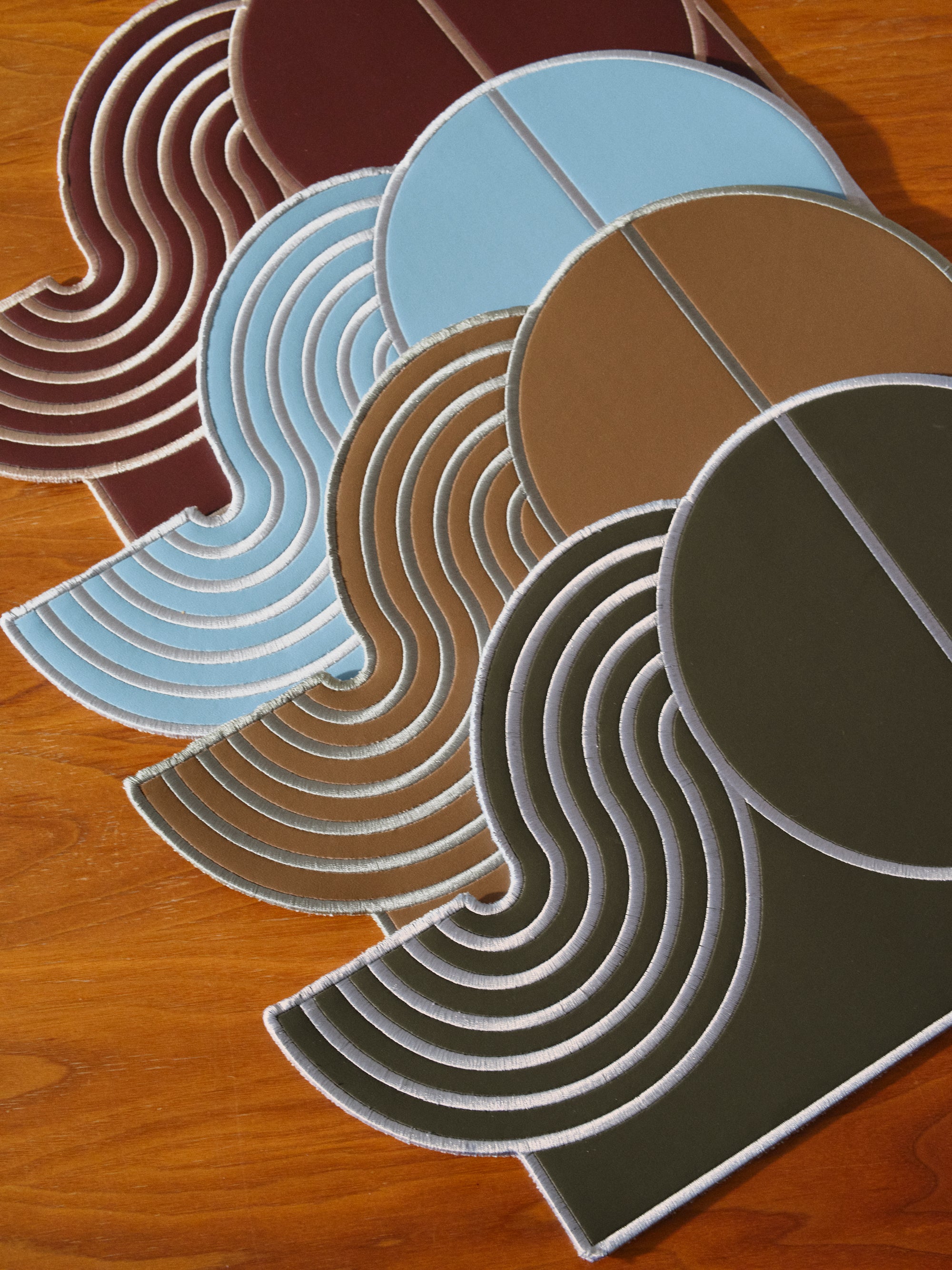 【Limited】Wavy Split Leather Placemats - Set of 4 / Mediterranean Mirage