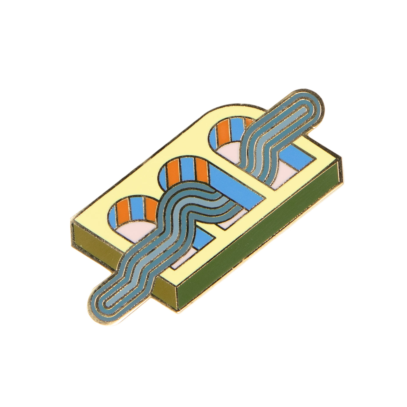 Soft enamel pin in matte gold - 3D Arches rug - Dusk