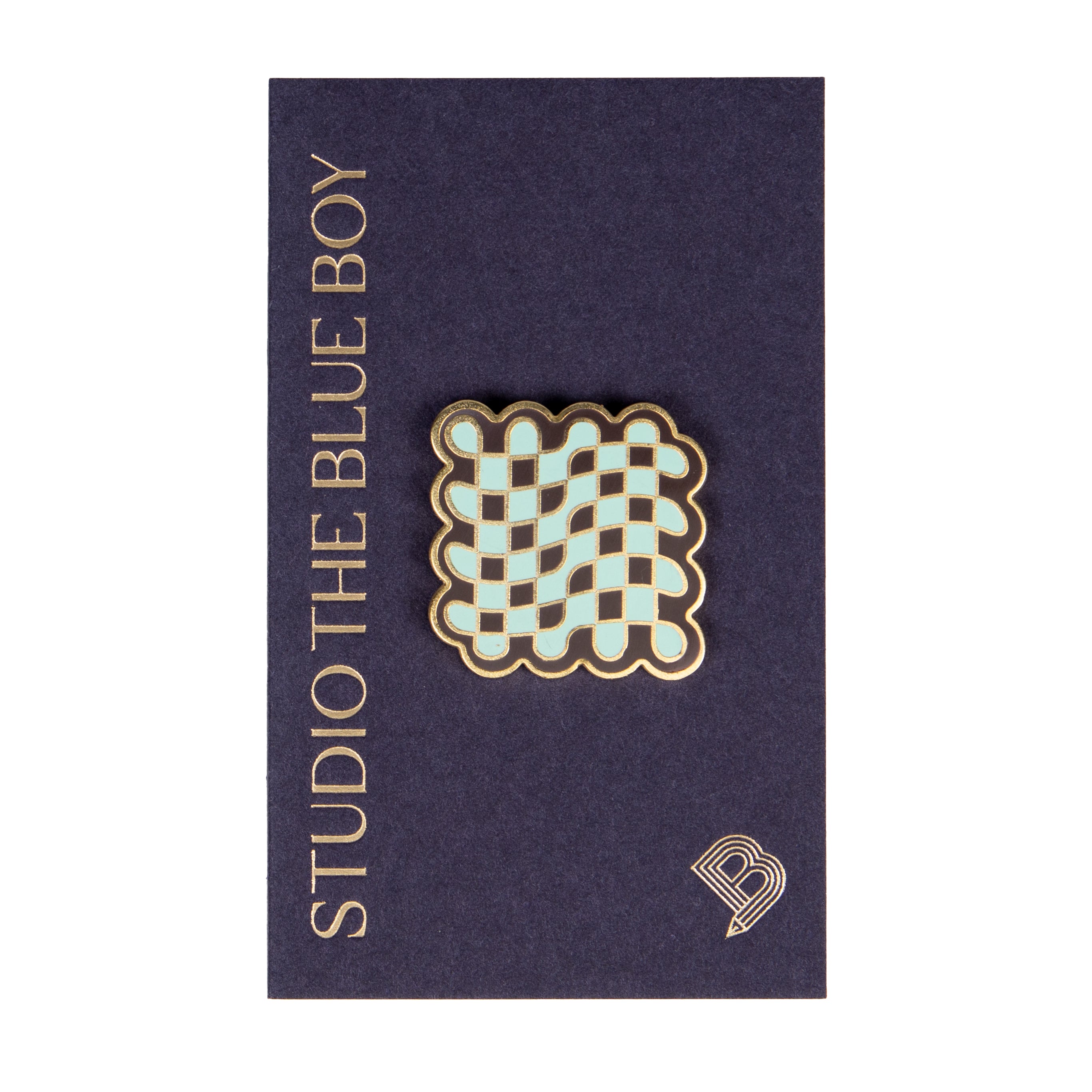 Soft enamel pin in matte gold - Wavy Chess board rug