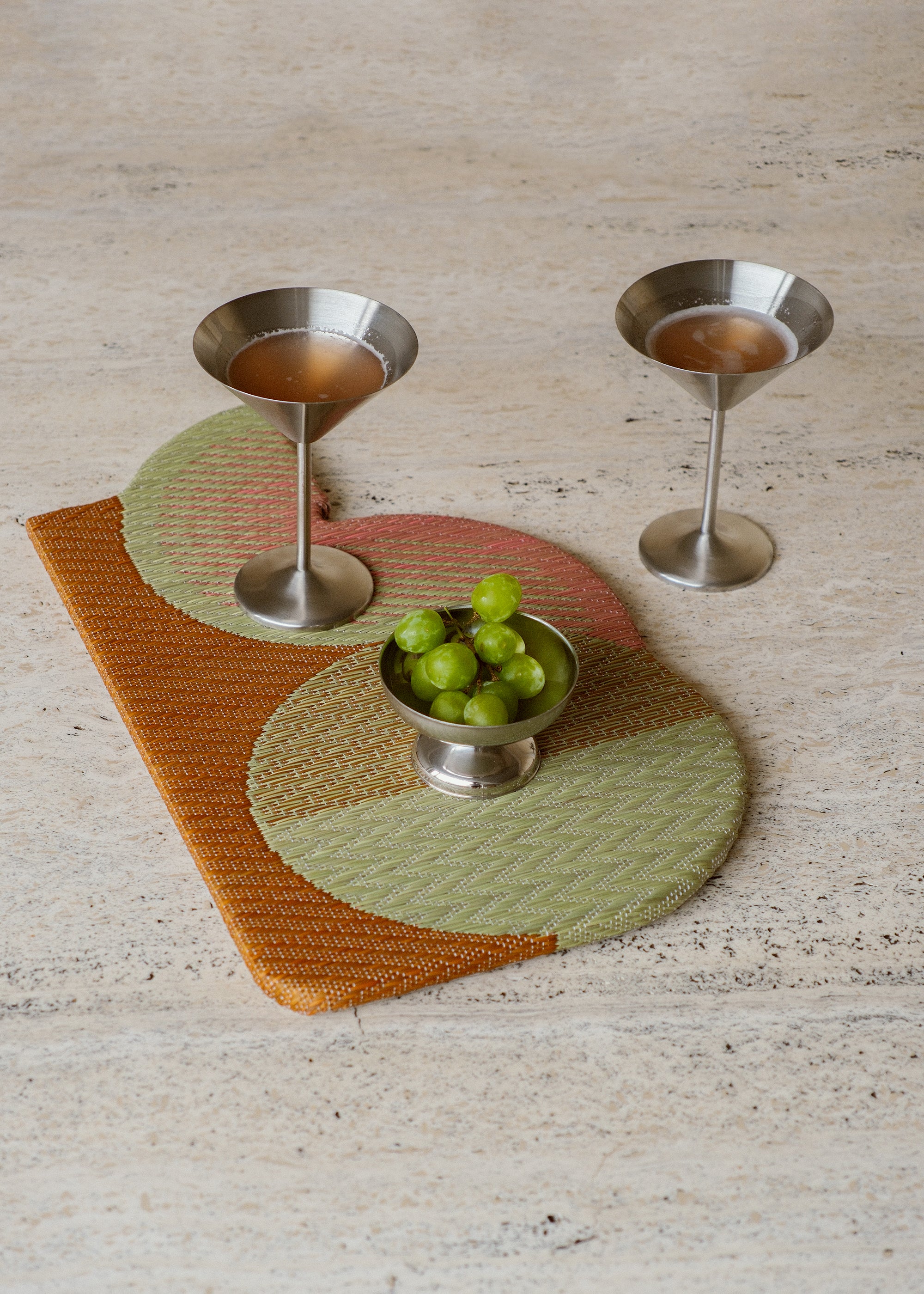 Miniature Wavy Tatami - Plum Pink x Sand