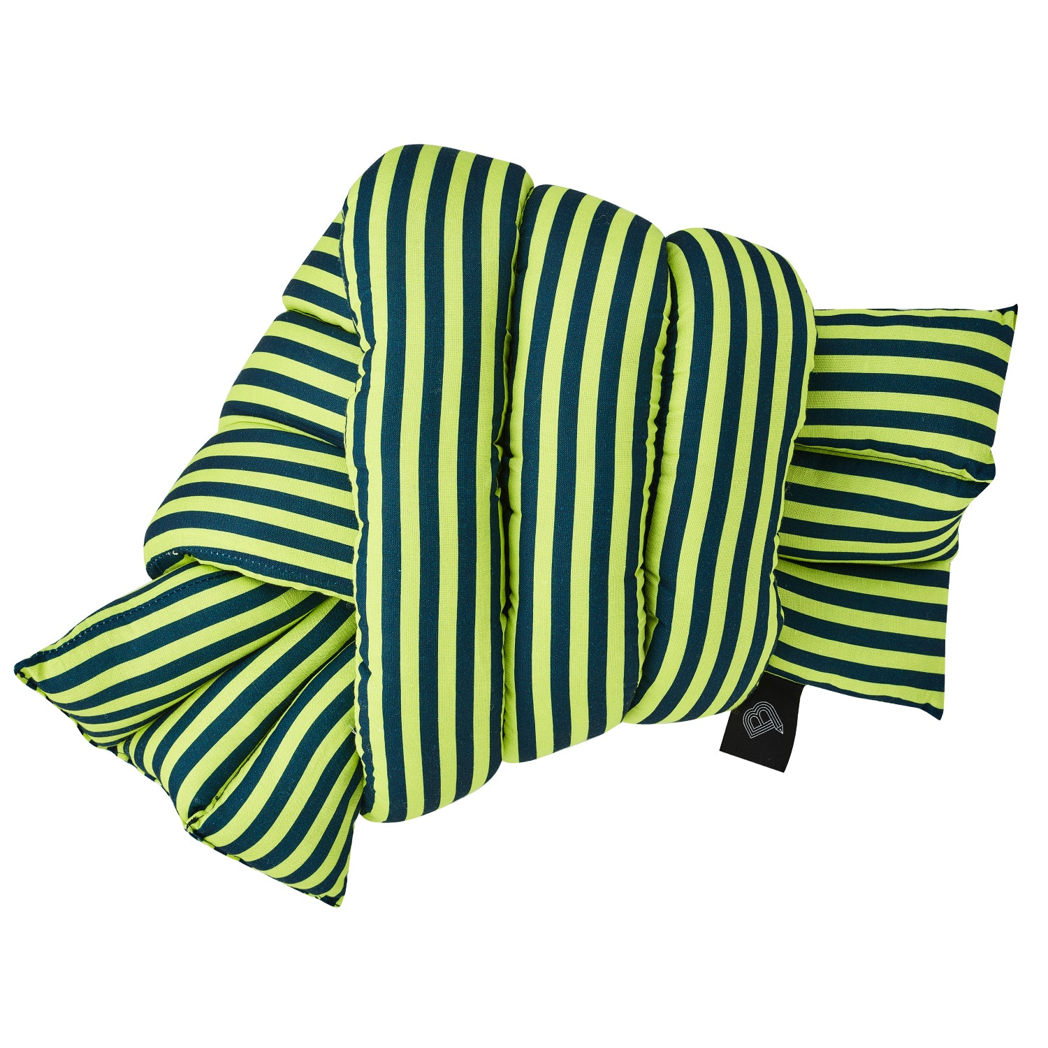 Musubi Cushion - Linen&Rayon | Candy Stripes in Chartreuse Yellow x Midnight Navy