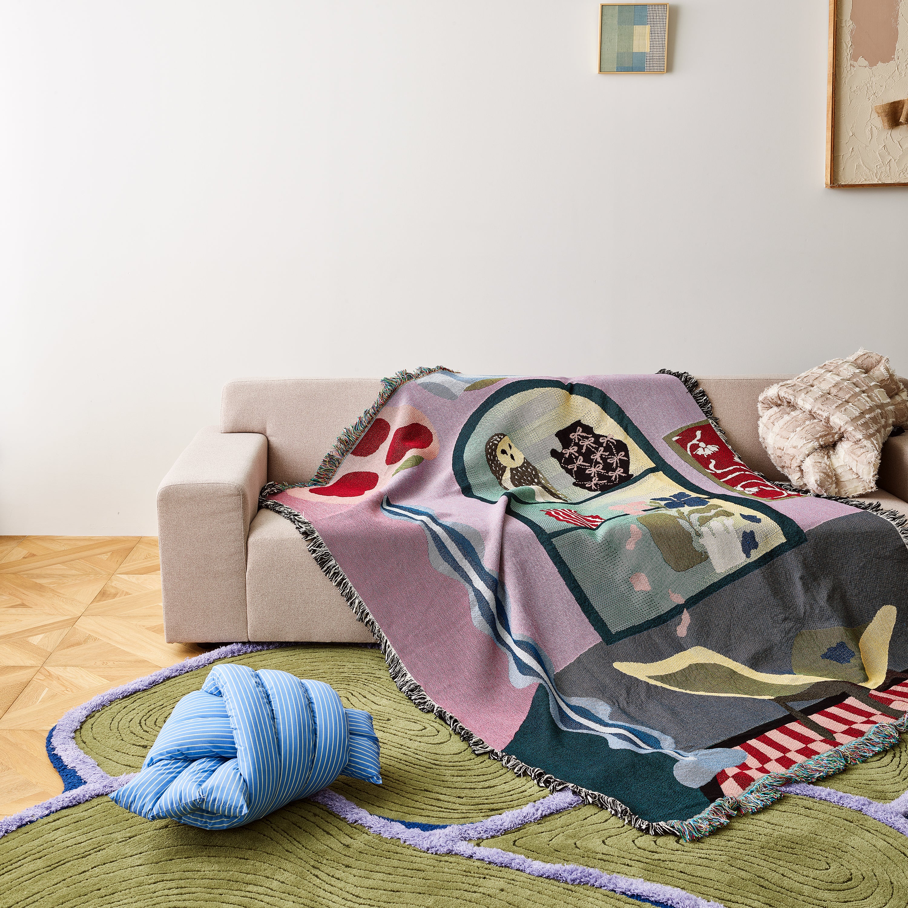 Rice Terrace Rug - Purple x Royal Blue