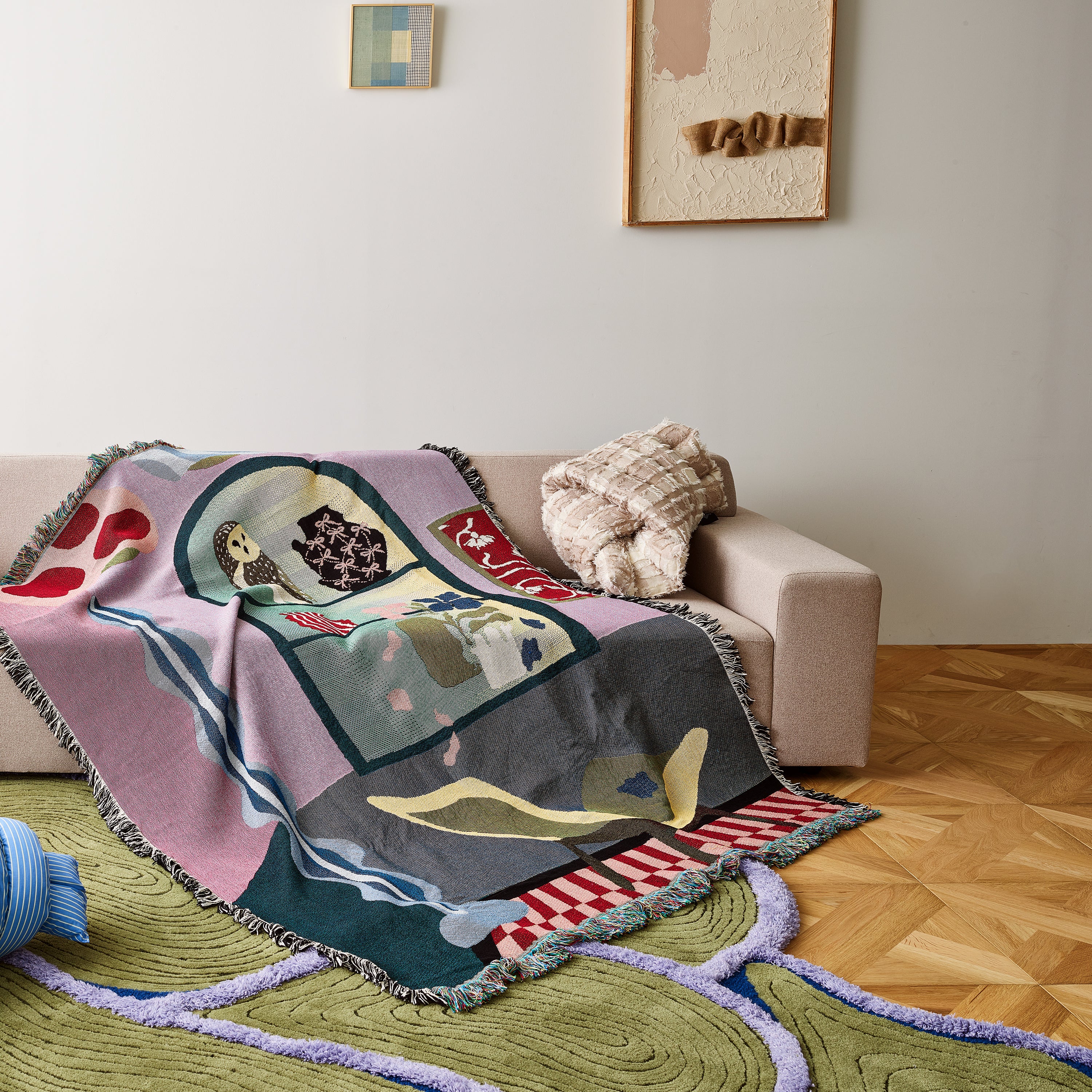 Rice Terrace Rug - Purple x Royal Blue