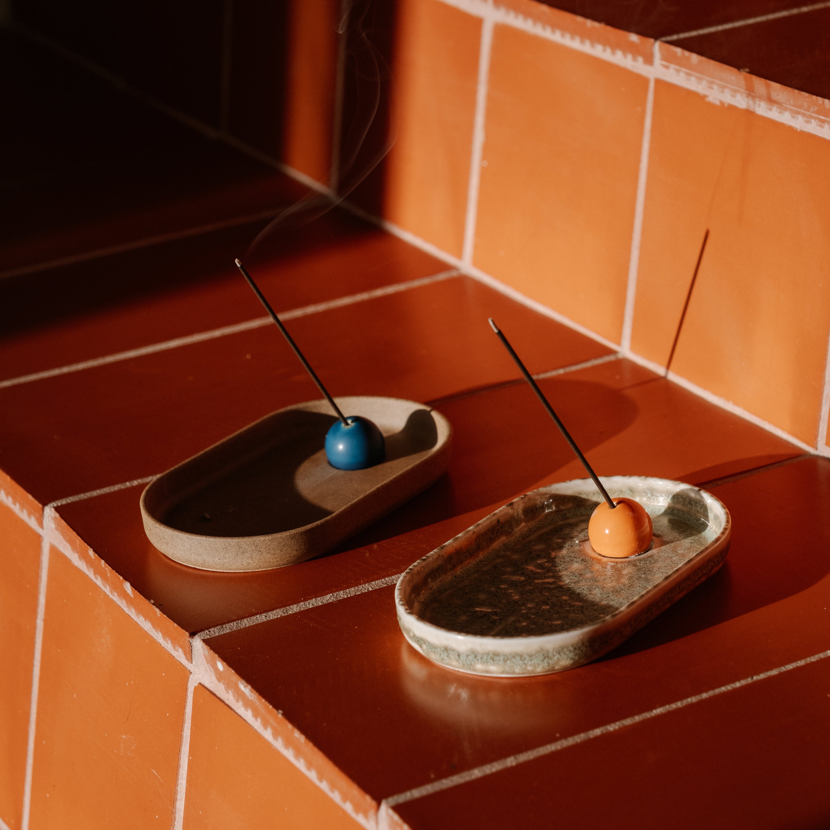 Incense holder(Hasamiyaki)- Sandstone Blue