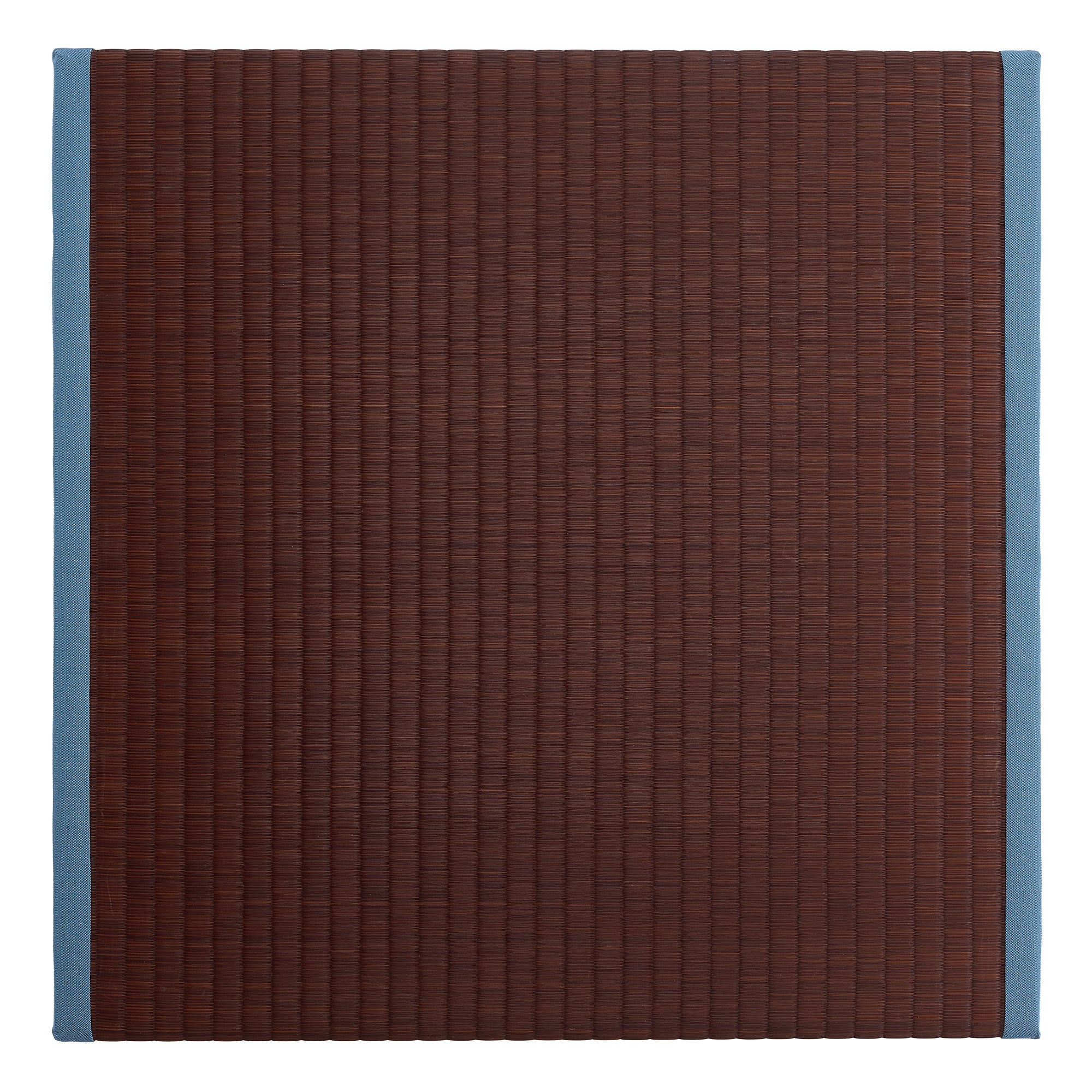 Square Tatami Mat – Burgundy Igusa with Ice Blue Edge
