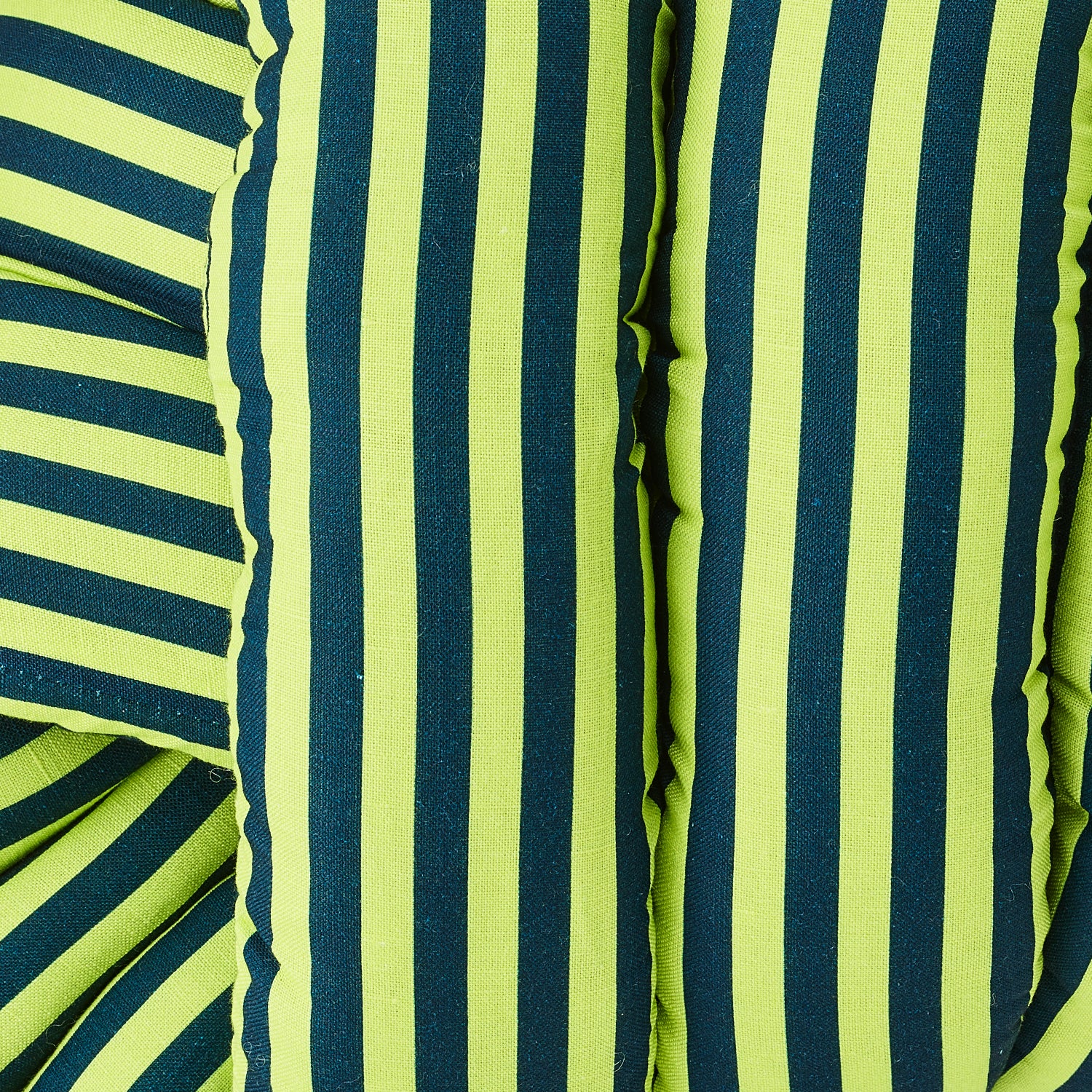 Musubi Cushion - Linen&Rayon | Candy Stripes in Chartreuse Yellow x Midnight Navy