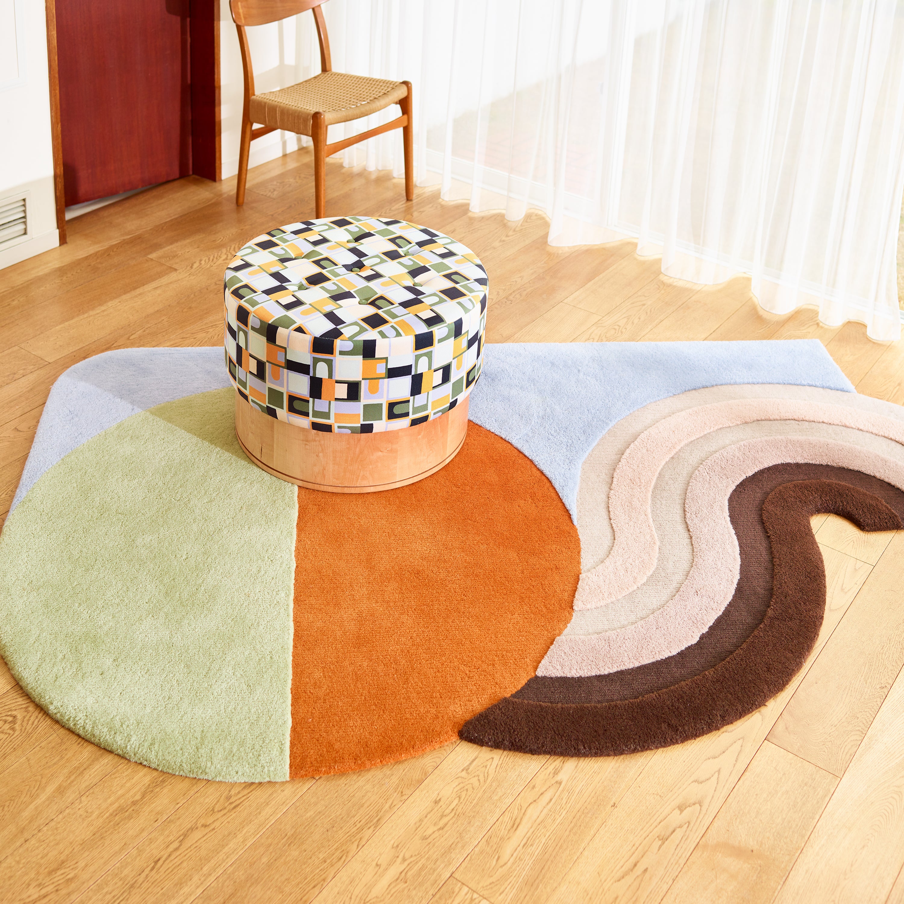 Wavy Gradient Rug - Milky Pistachio x Yellow