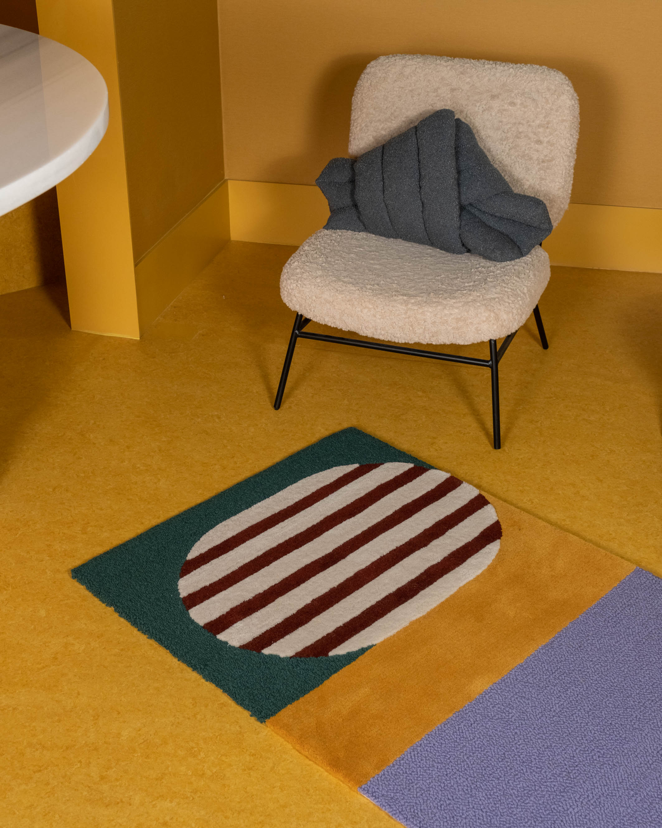Color Blocking Striped Kitchen&Doormat - Purple & Forest Green