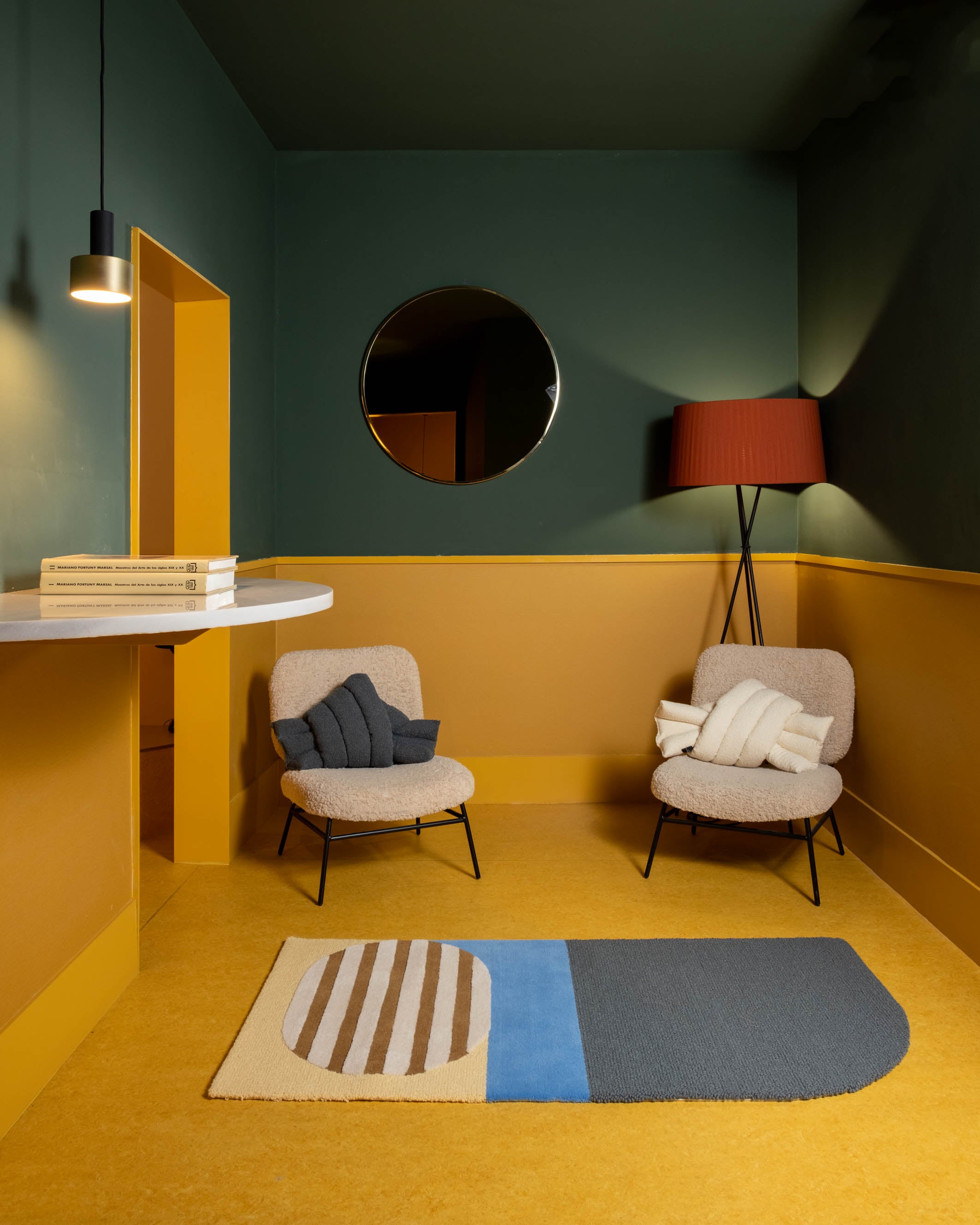 Color Blocking Striped Kitchen&Doormat - Pastel Yellow and Blue