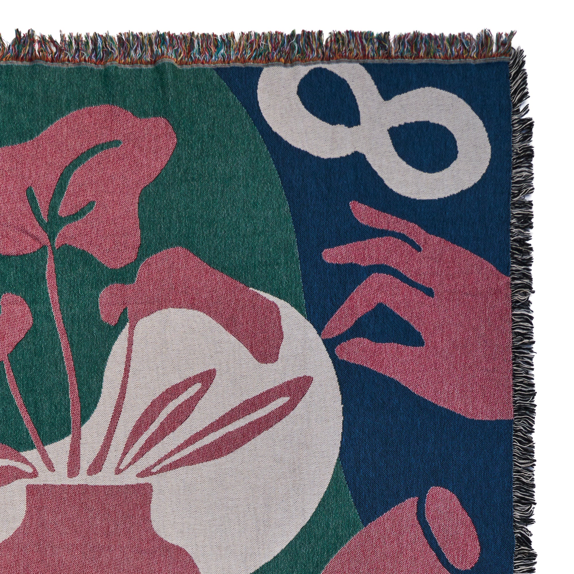 Woven throw blanket - Abstract Human Face Flower Pot