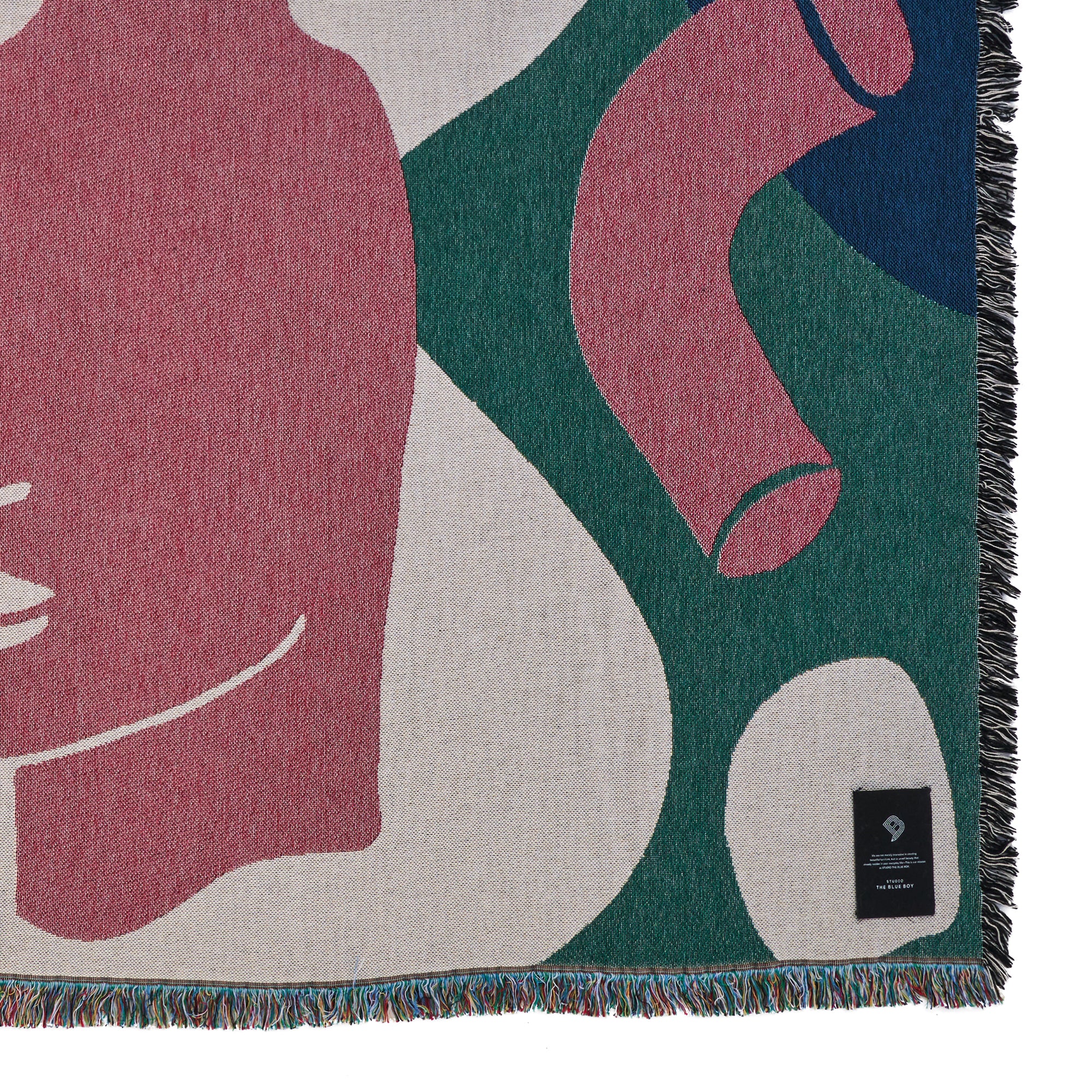 Woven throw blanket - Abstract Human Face Flower Pot