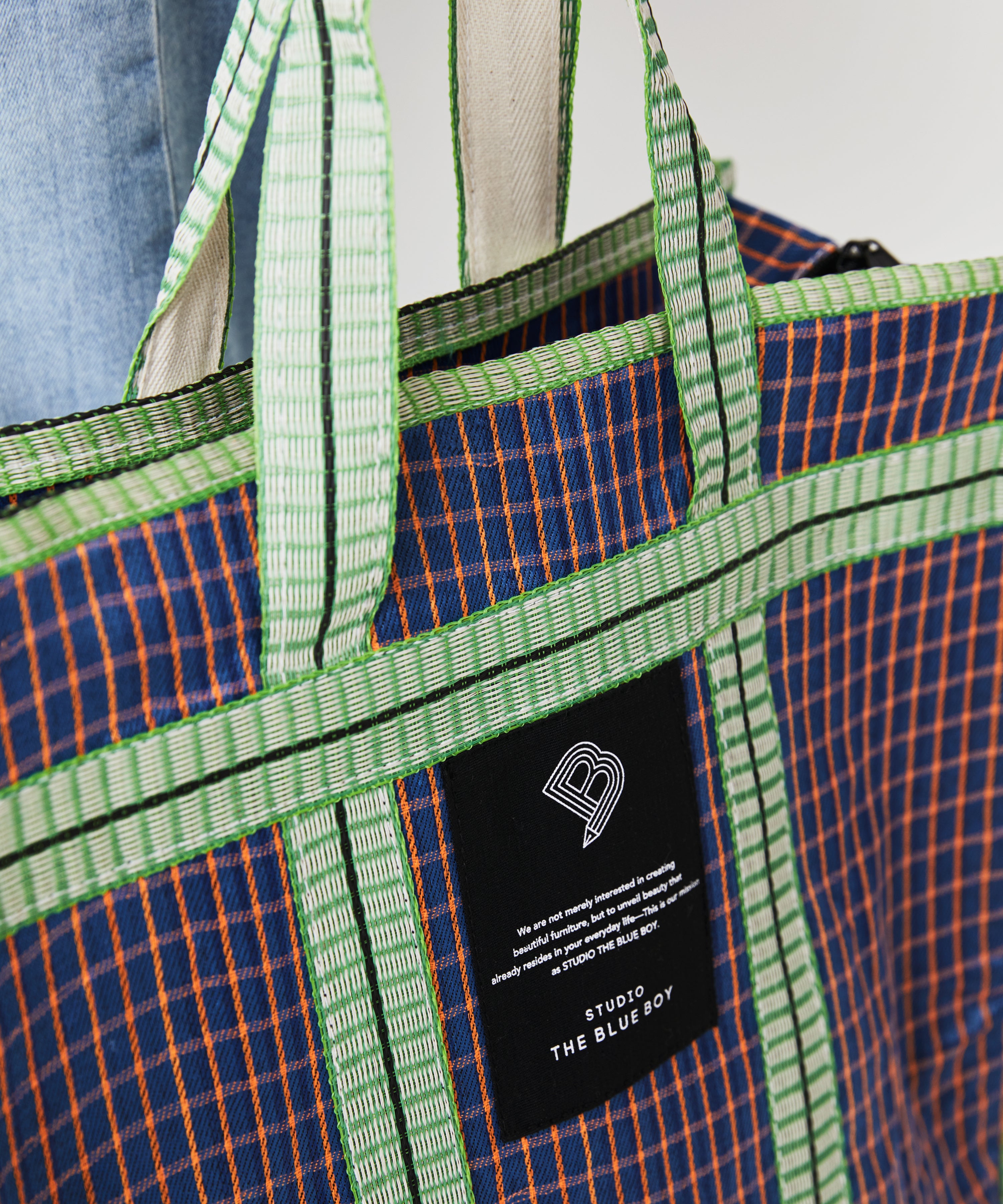 Recycled Nylon Market Bag - Martina check