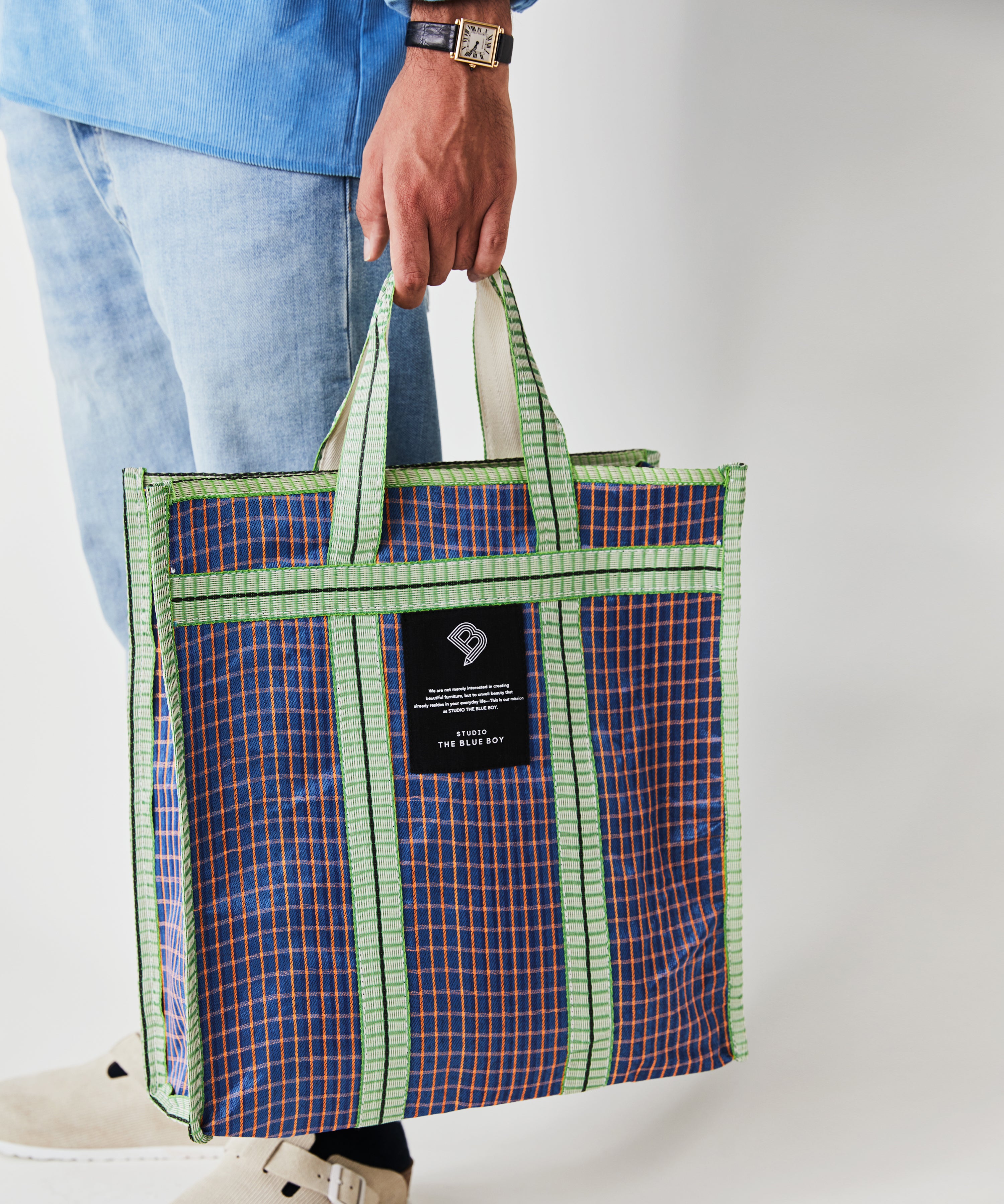 Recycled Nylon Market Bag - Martina check