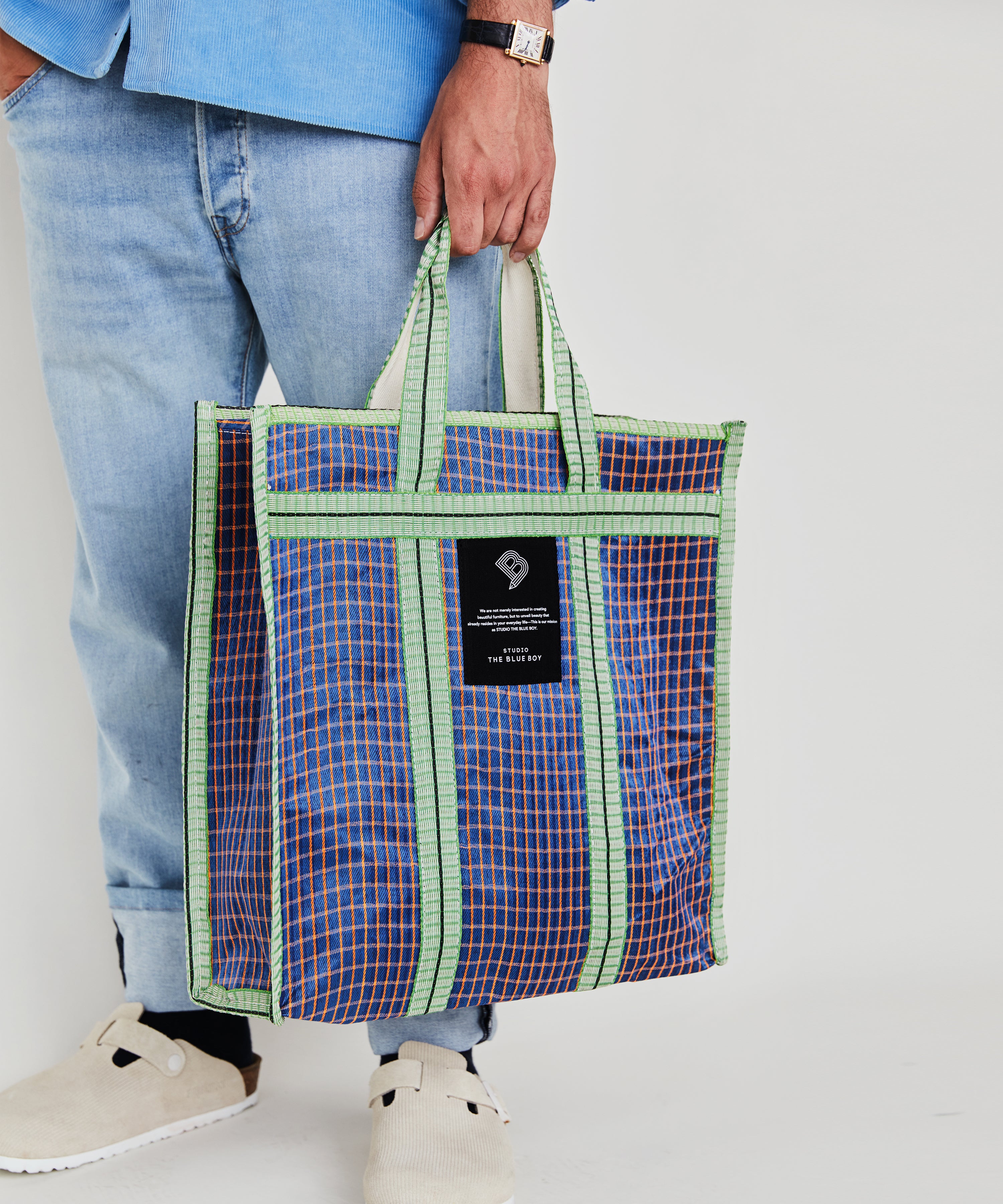 Recycled Nylon Market Bag - Martina check