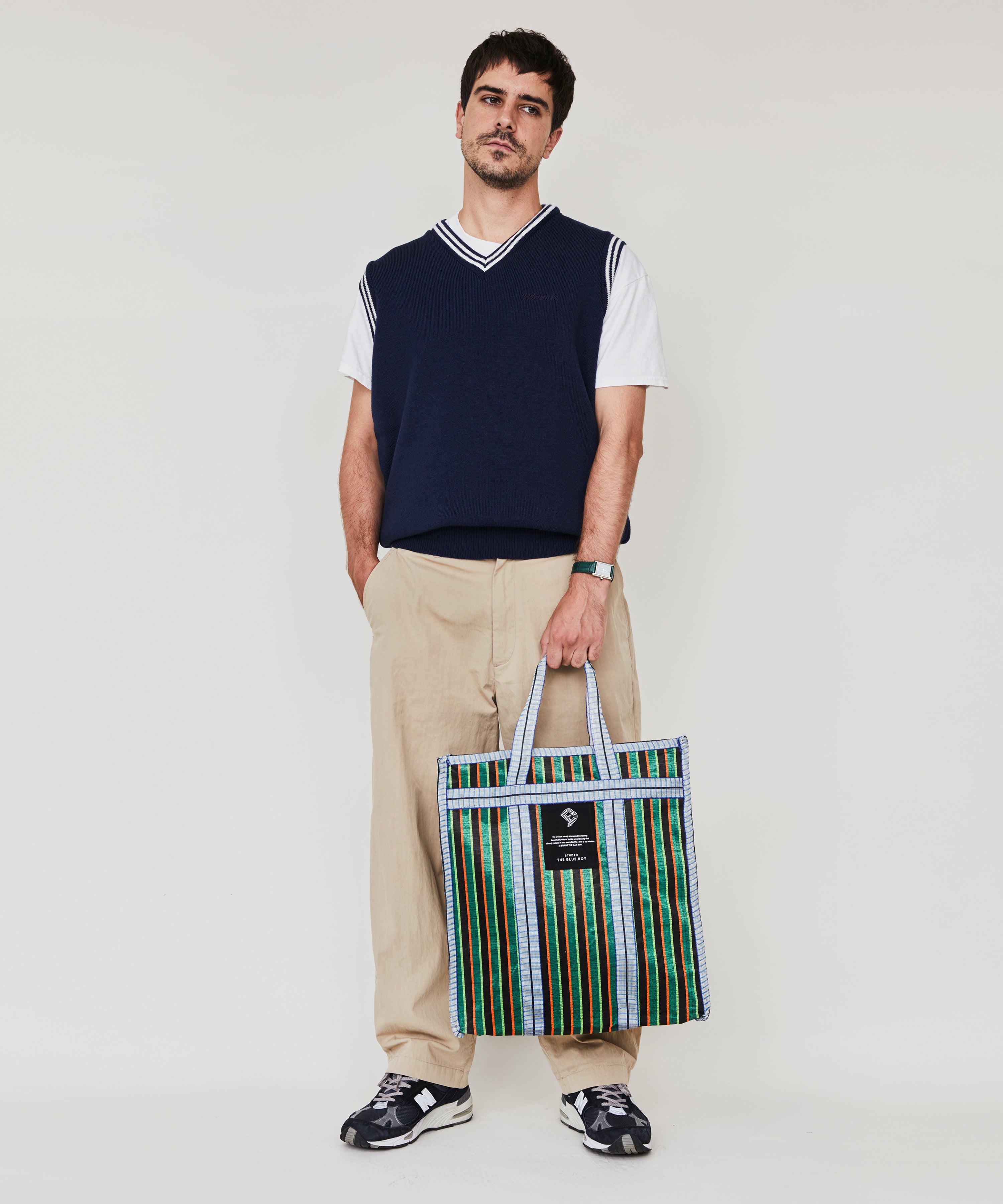 Recycled Nylon Market Bag - Ghiacciolo Stripe