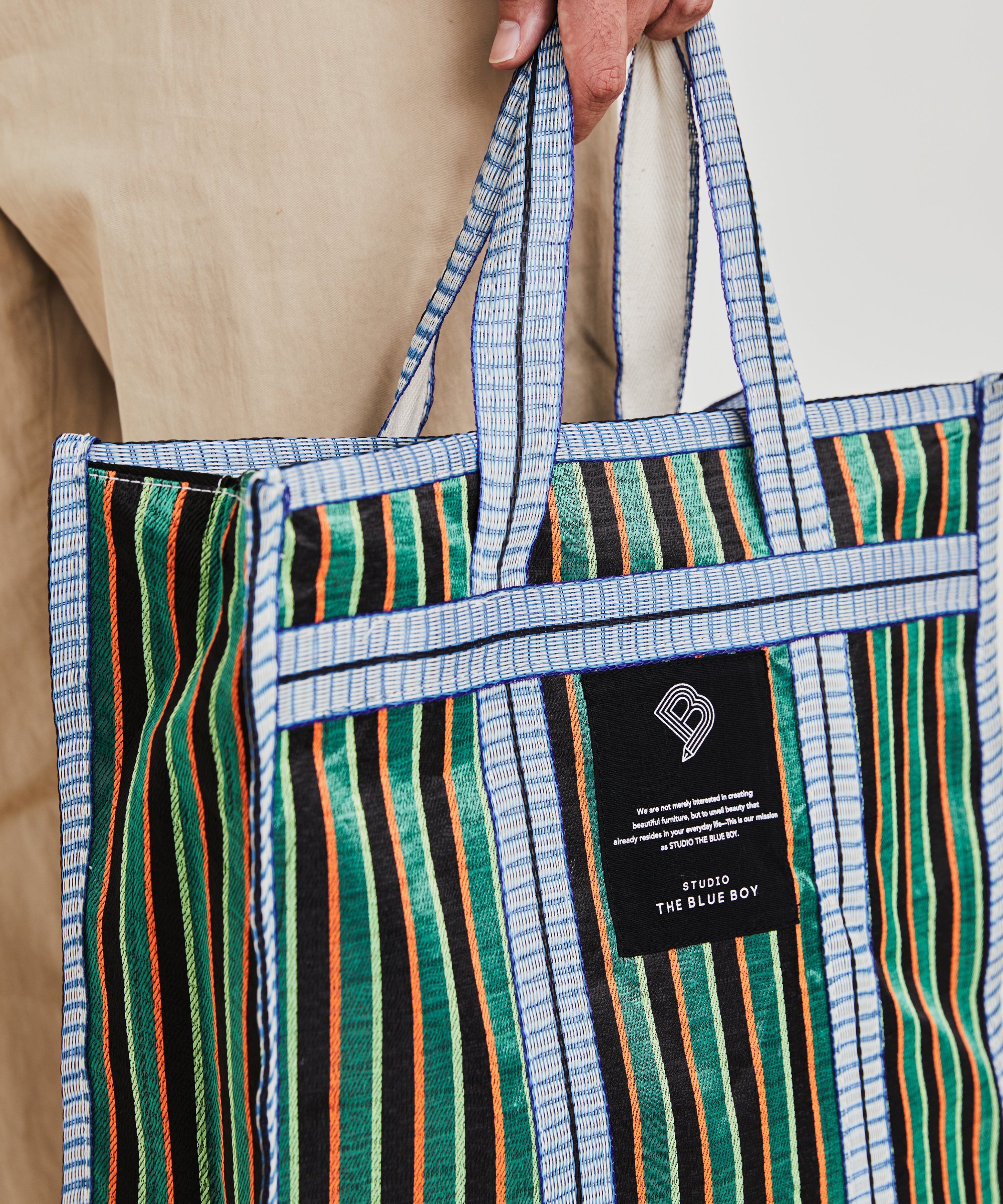 Recycled Nylon Market Bag - Ghiacciolo Stripe