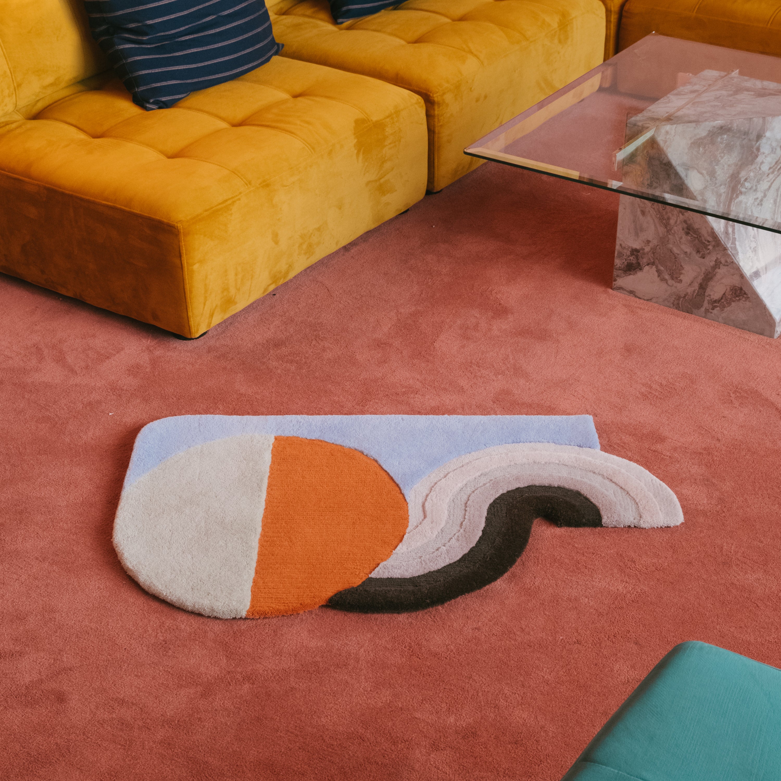 Wavy Gradient Doormat - Milky Pistachio x Yellow