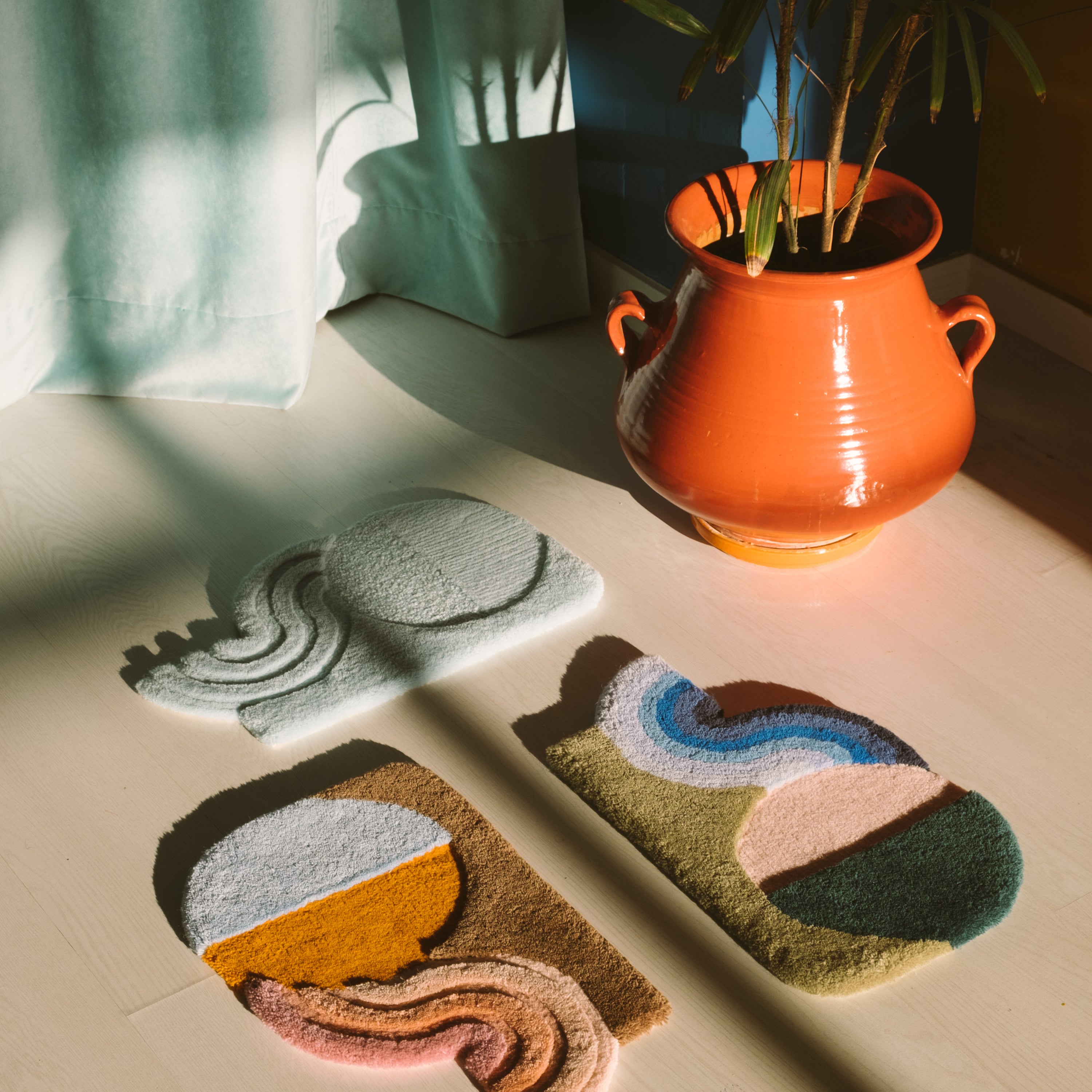 Wavy Gradient Doormat - Ice Blue x Sun Kissed Orange