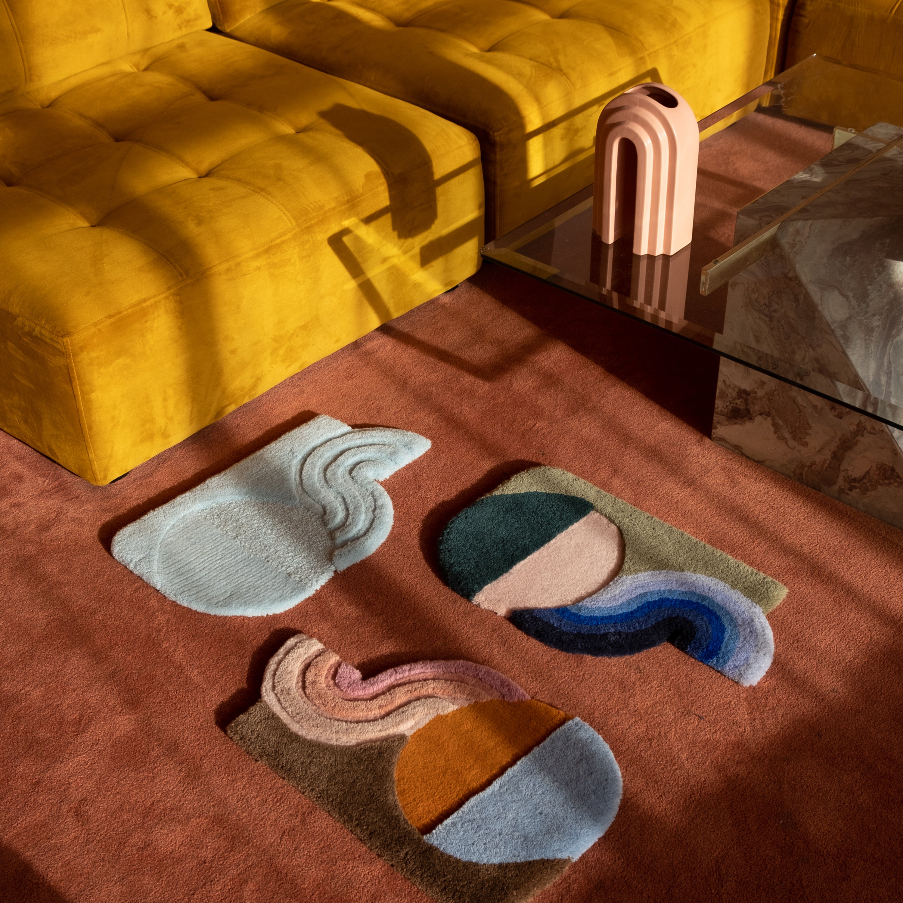 Wavy Gradient Doormat - Ice Blue x Sun Kissed Orange