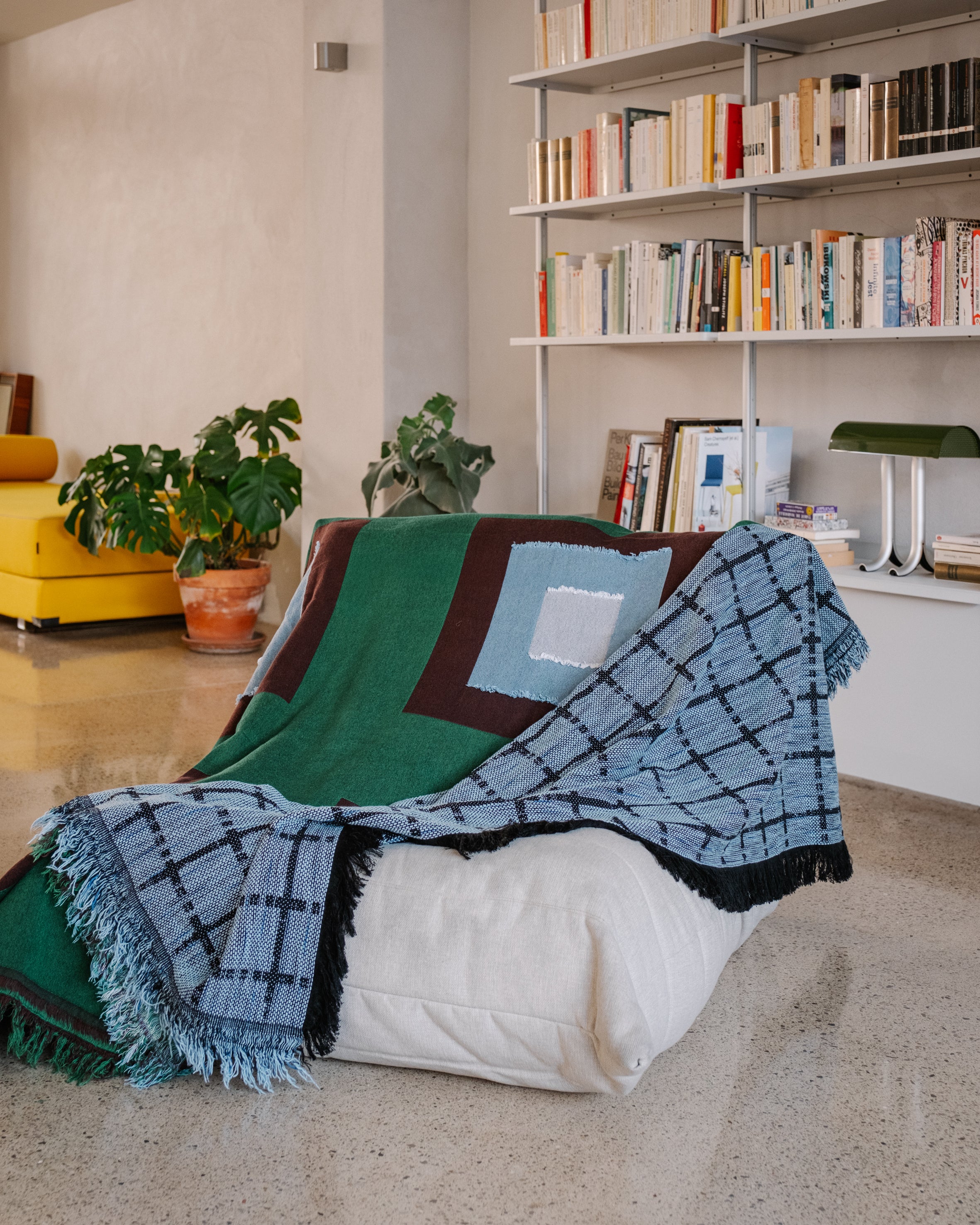 Square Tiles Woven Sashiko Blanket