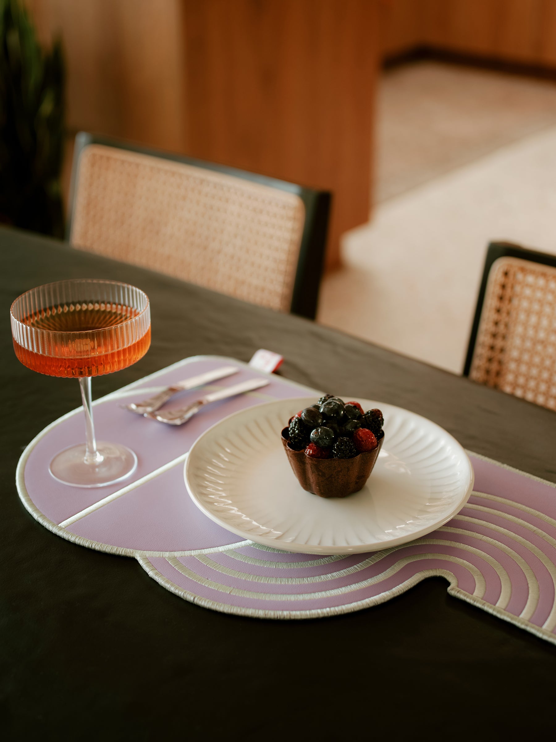 Wavy Split Leather Placemats - Set of 4