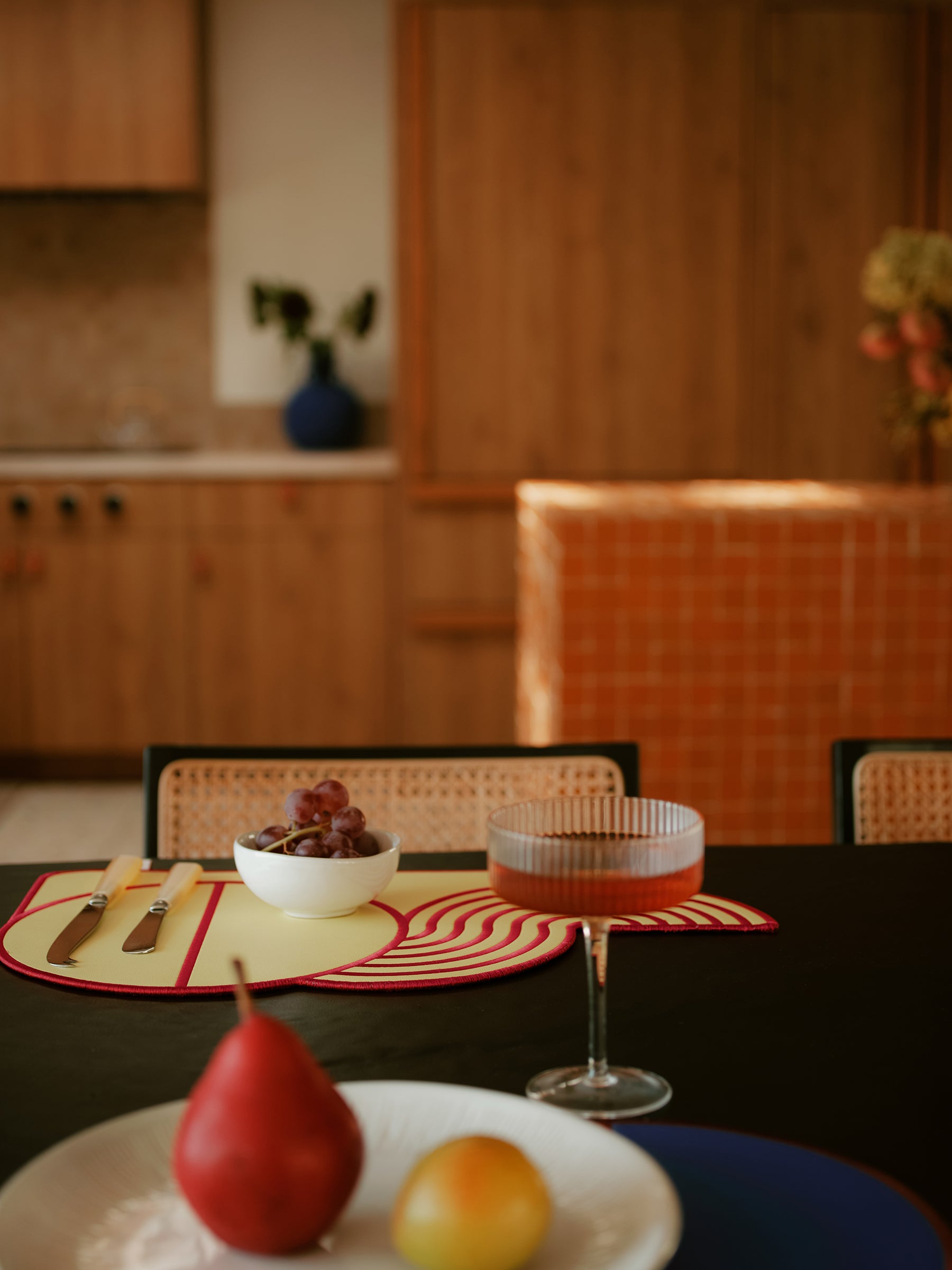 Wavy Split Leather Placemats - Set of 4