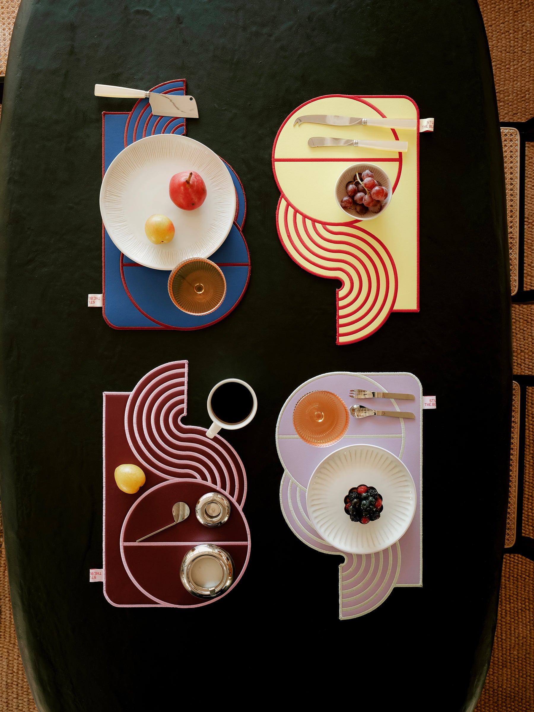 Wavy Split Leather Placemats - Set of 4