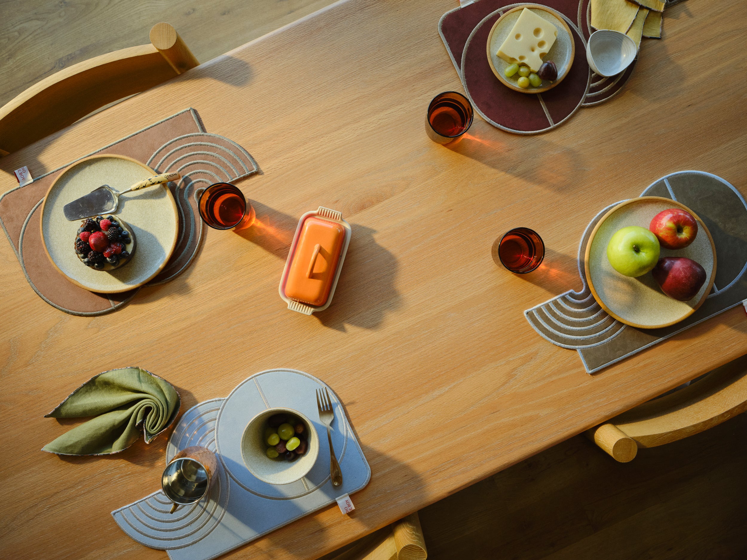 【Limited】Wavy Split Leather Placemats - Set of 4 / Mediterranean Mirage
