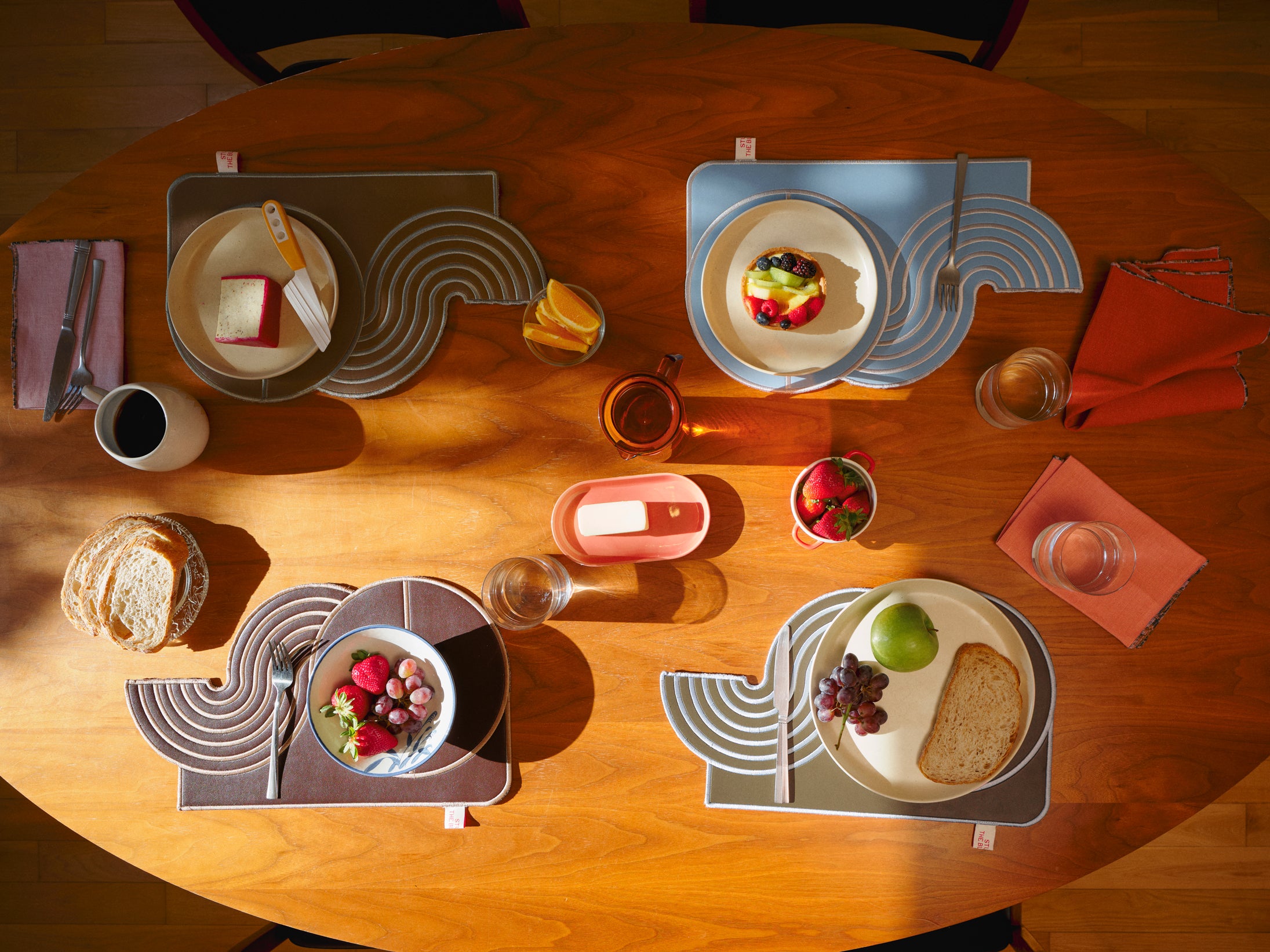 【Limited】Wavy Split Leather Placemats - Set of 4 / Mediterranean Mirage