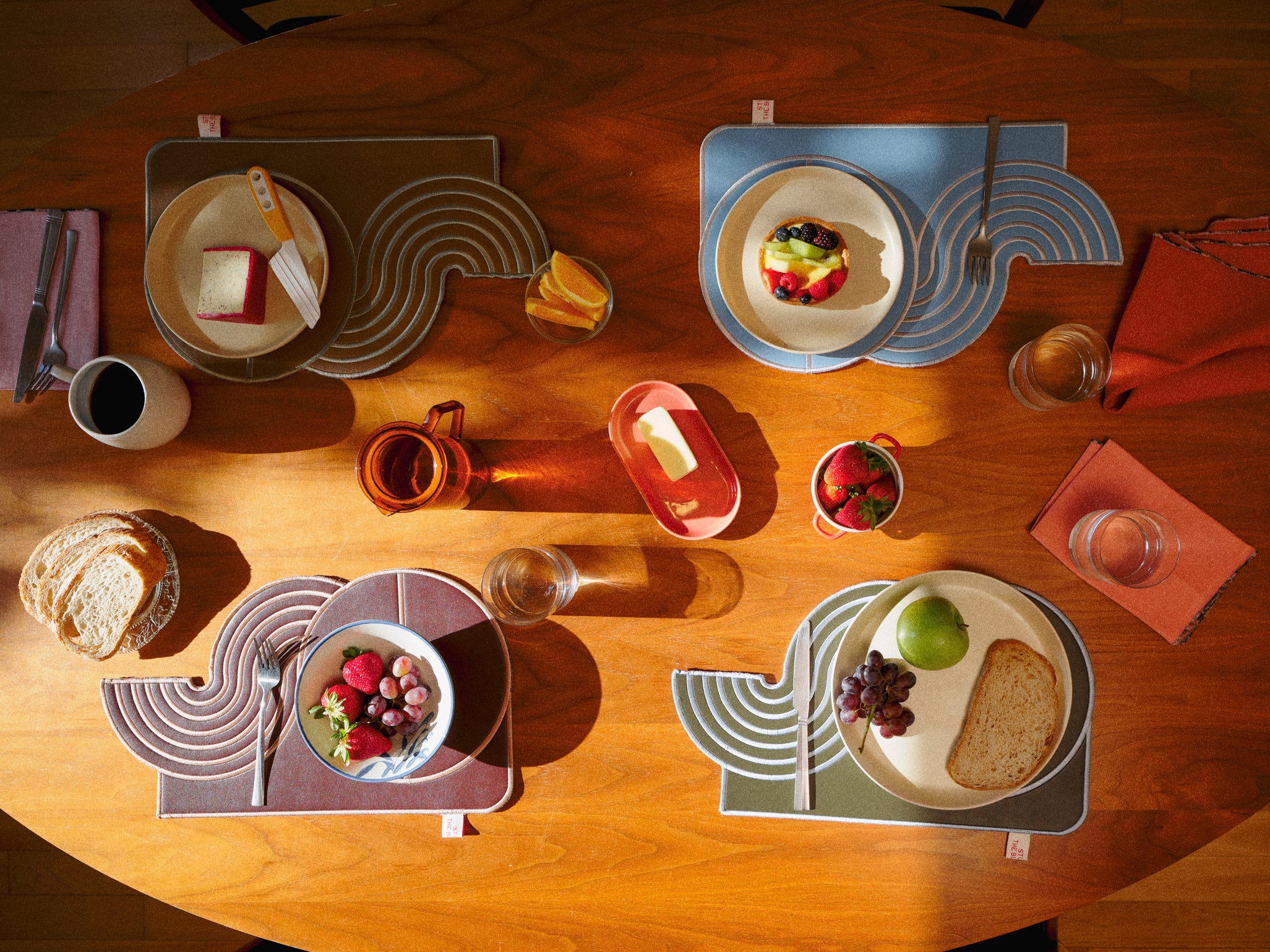 【Limited】Wavy Split Leather Placemats - Set of 4 / Mediterranean Mirage