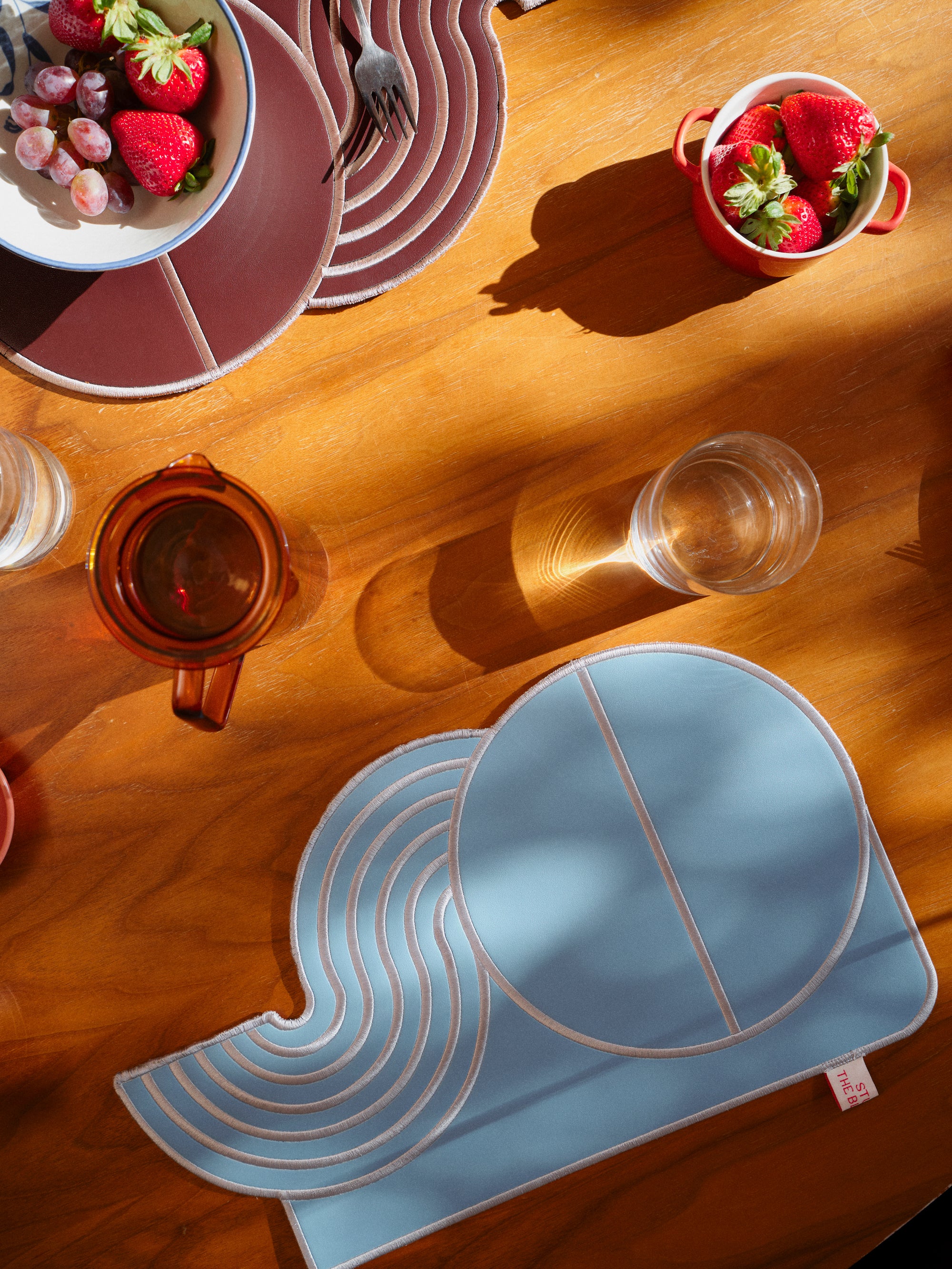 【Limited】Wavy Split Leather Placemats - Set of 4 / Mediterranean Mirage