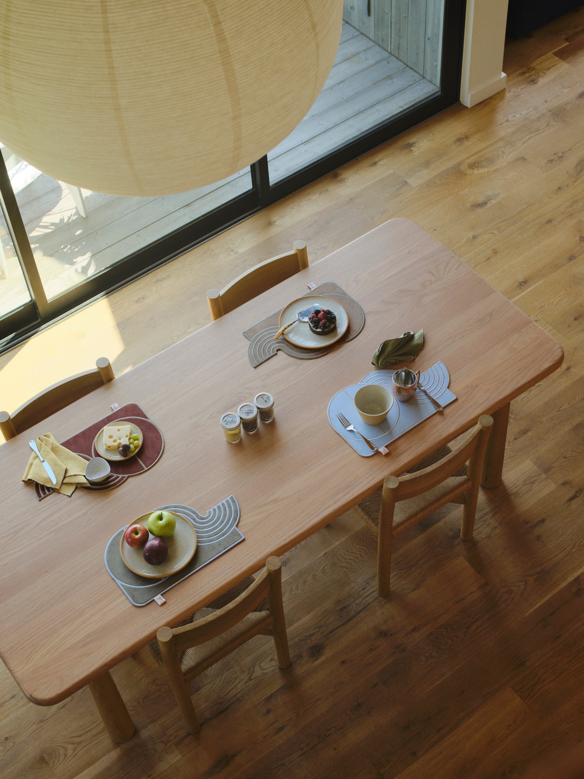 【Limited】Wavy Split Leather Placemats - Set of 4 / Mediterranean Mirage