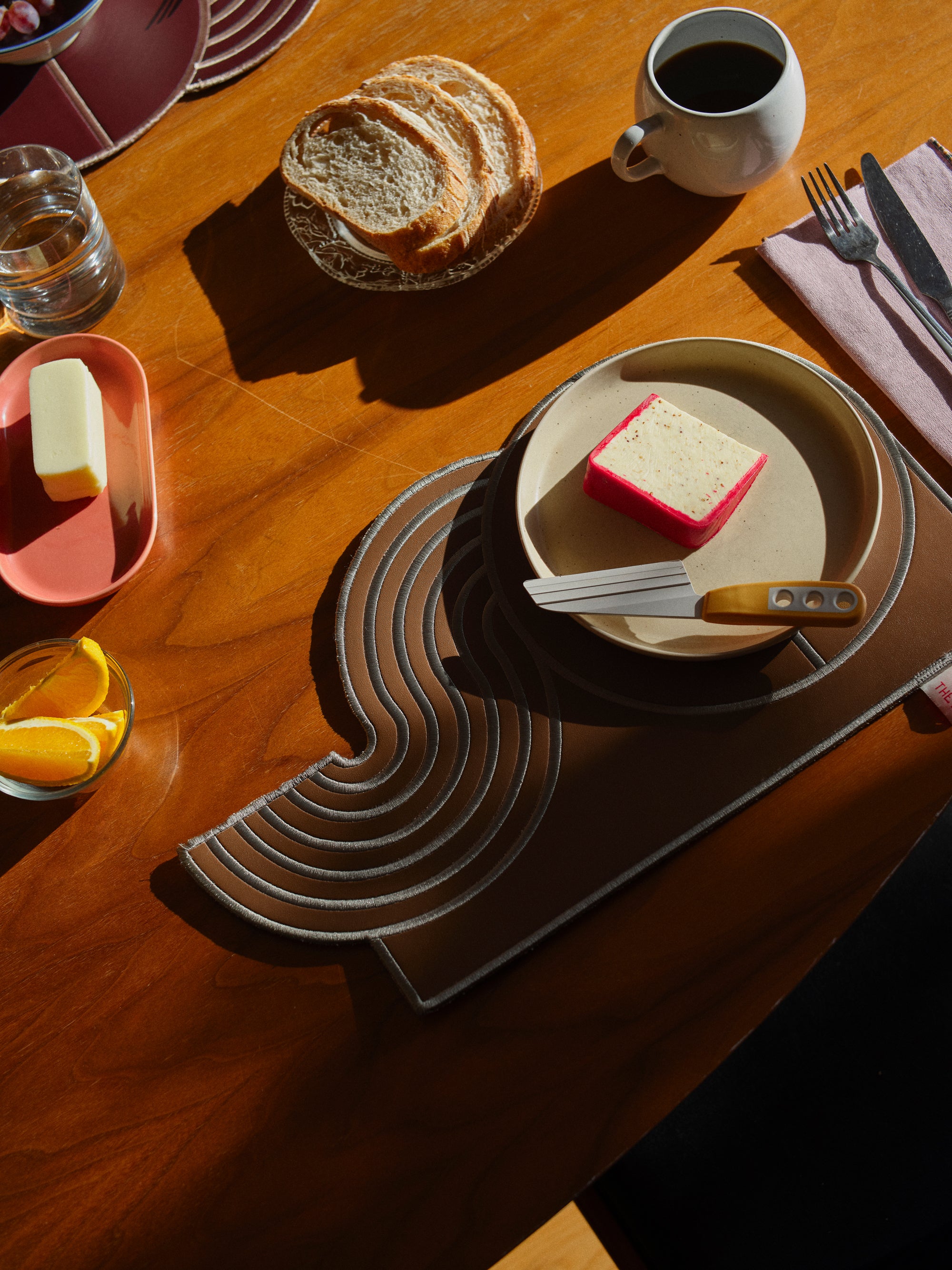 【Limited】Wavy Split Leather Placemats - Set of 4 / Mediterranean Mirage
