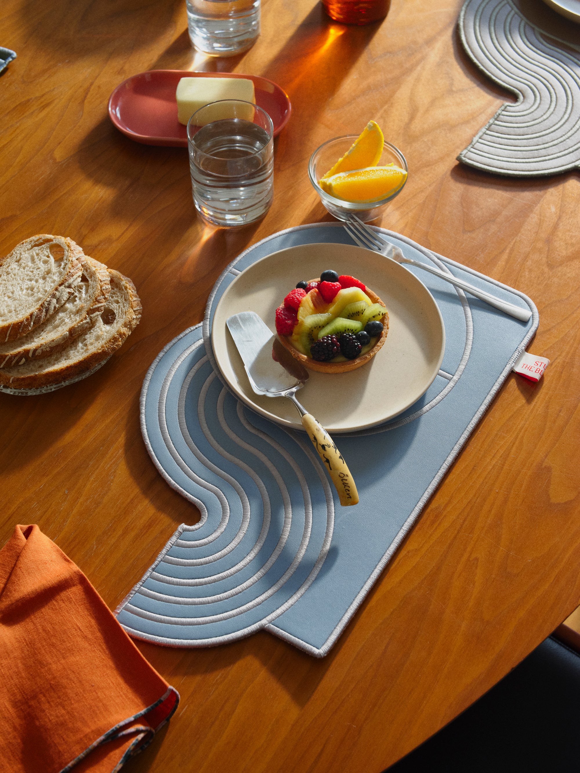 【Limited】Wavy Split Leather Placemats - Set of 4 / Mediterranean Mirage