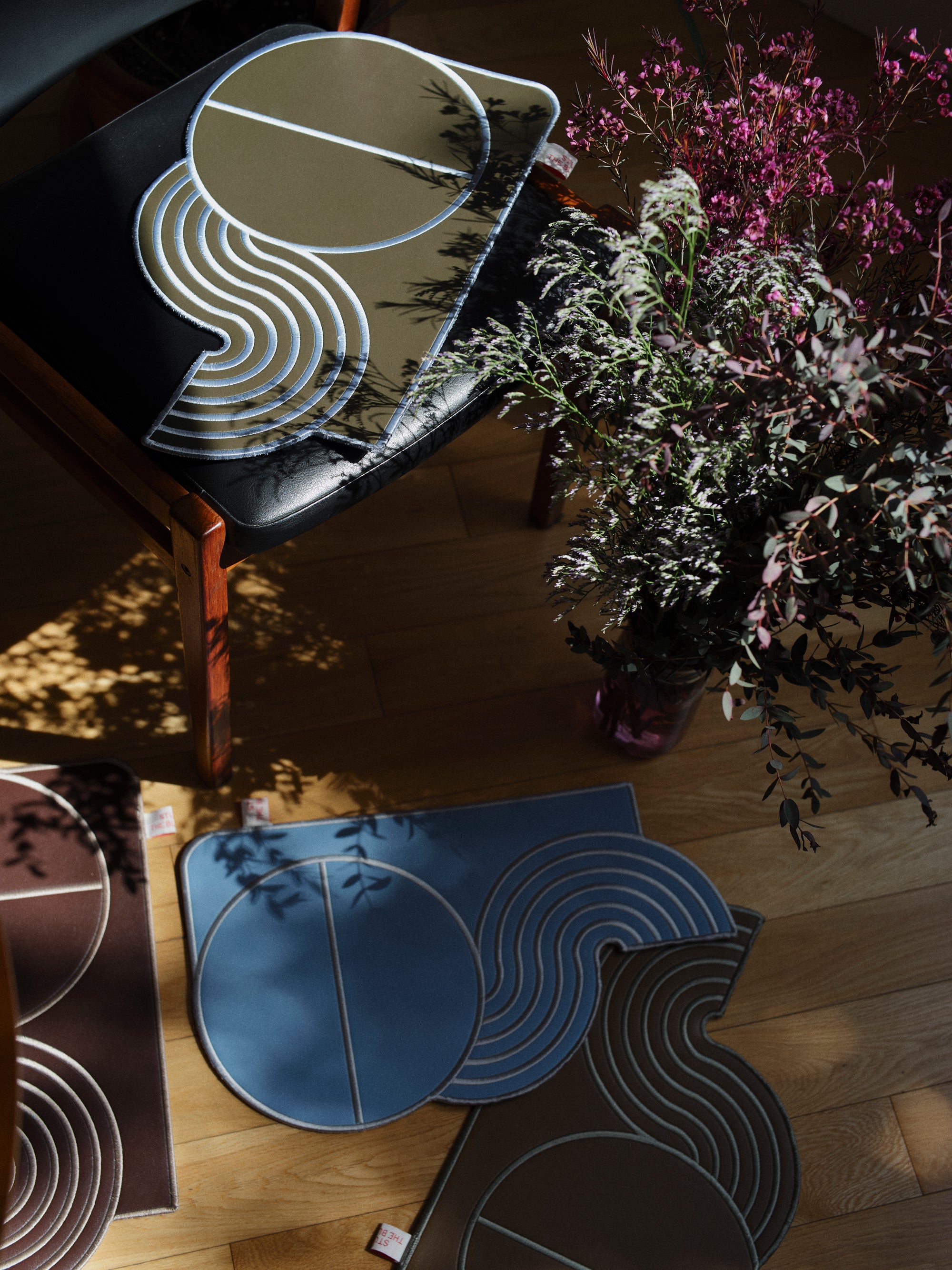 【Limited】Wavy Split Leather Placemats - Set of 4 / Mediterranean Mirage