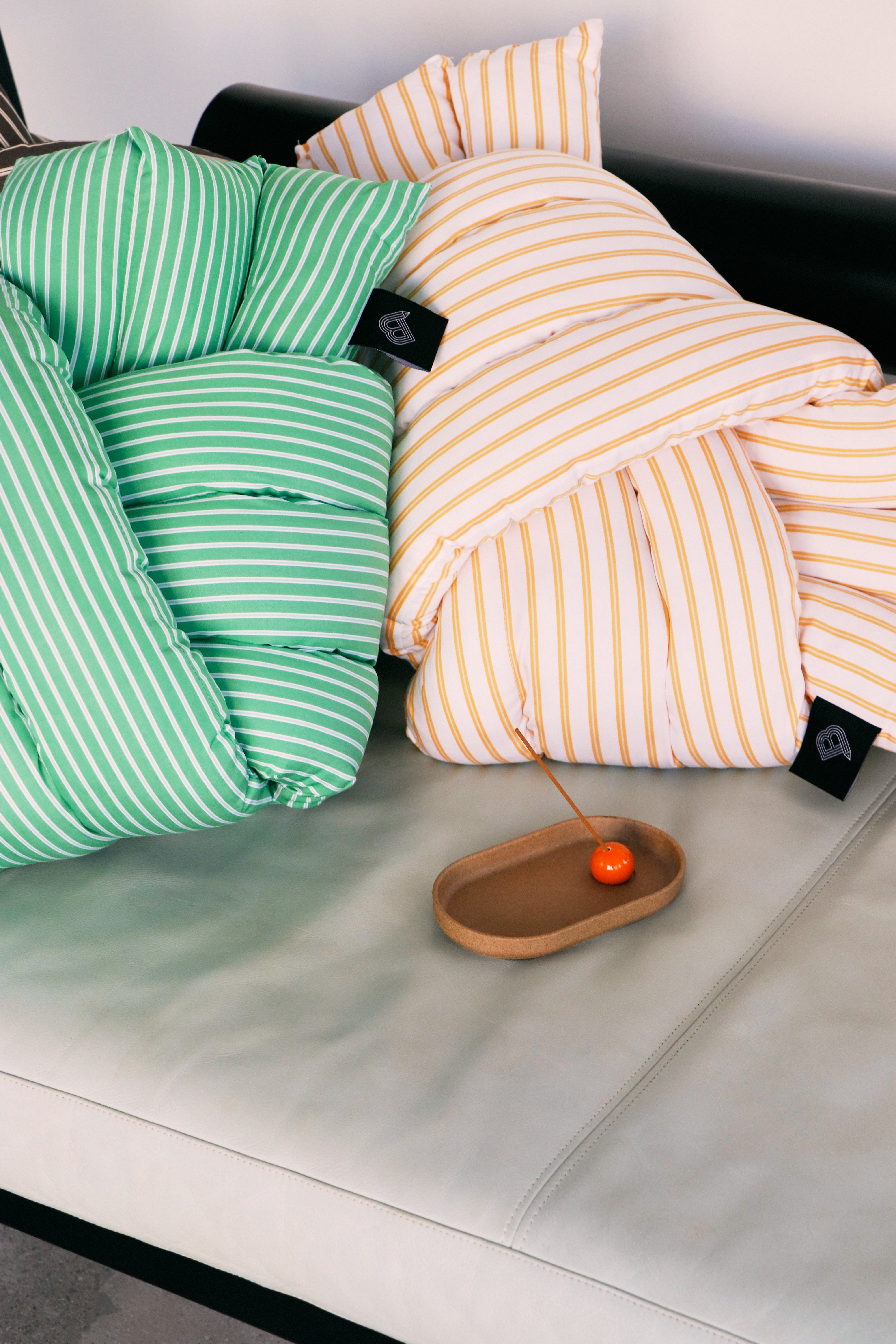 Musubi Cushion - Cotton | Double Stripe Lettuce Green x Pucific Blue