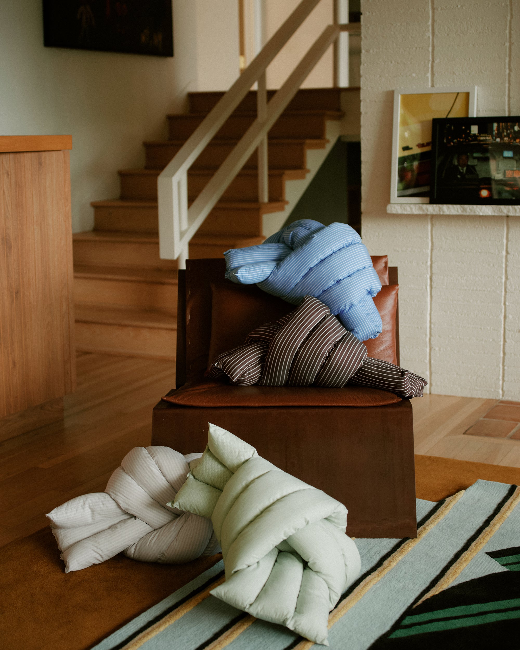 Musubi Cushion - Cotton Triple Stripe | Harvest Green