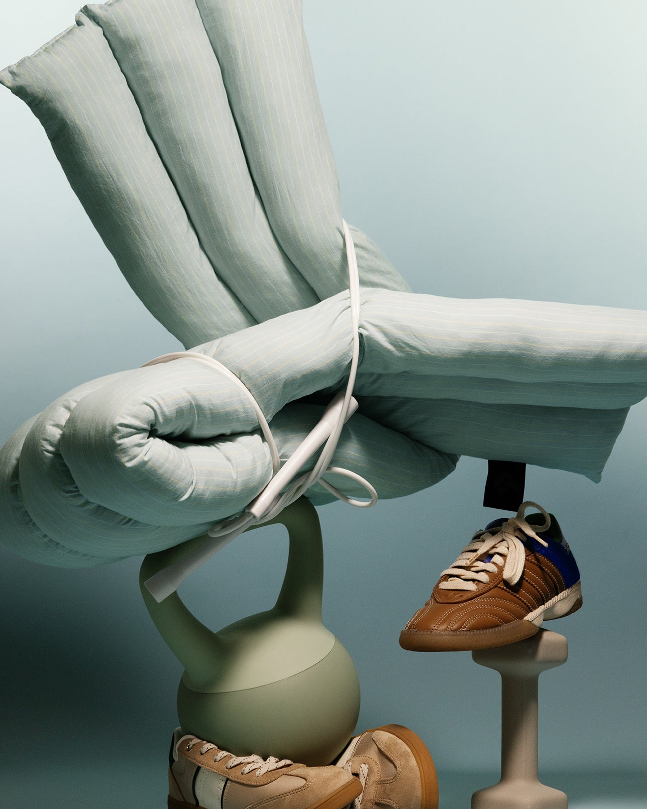 Musubi Cushion - Cotton Stripe | Hudson Green Breeze