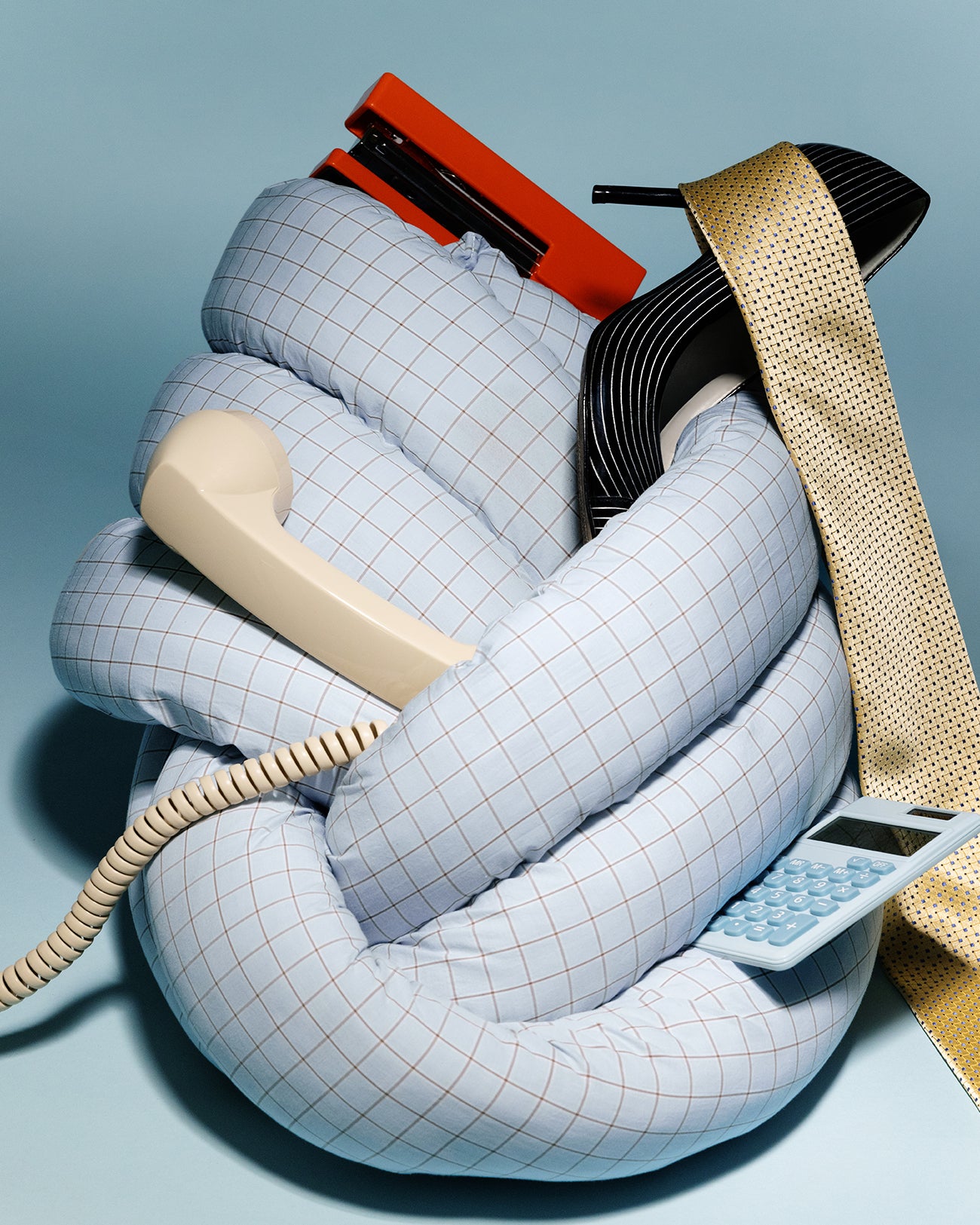 Musubi Cushion チェック ブルー Musubi Cushion - Cotton Check | Vintage Blue Grid