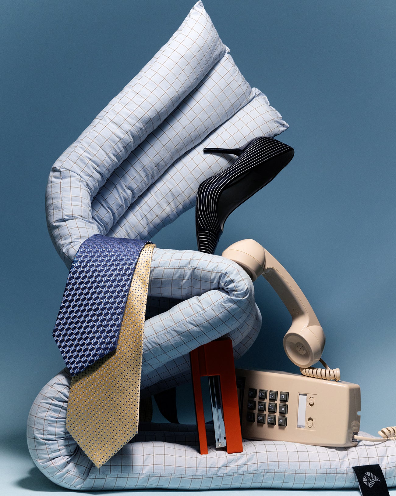 Musubi Cushion - Cotton Check | Vintage Blue Grid