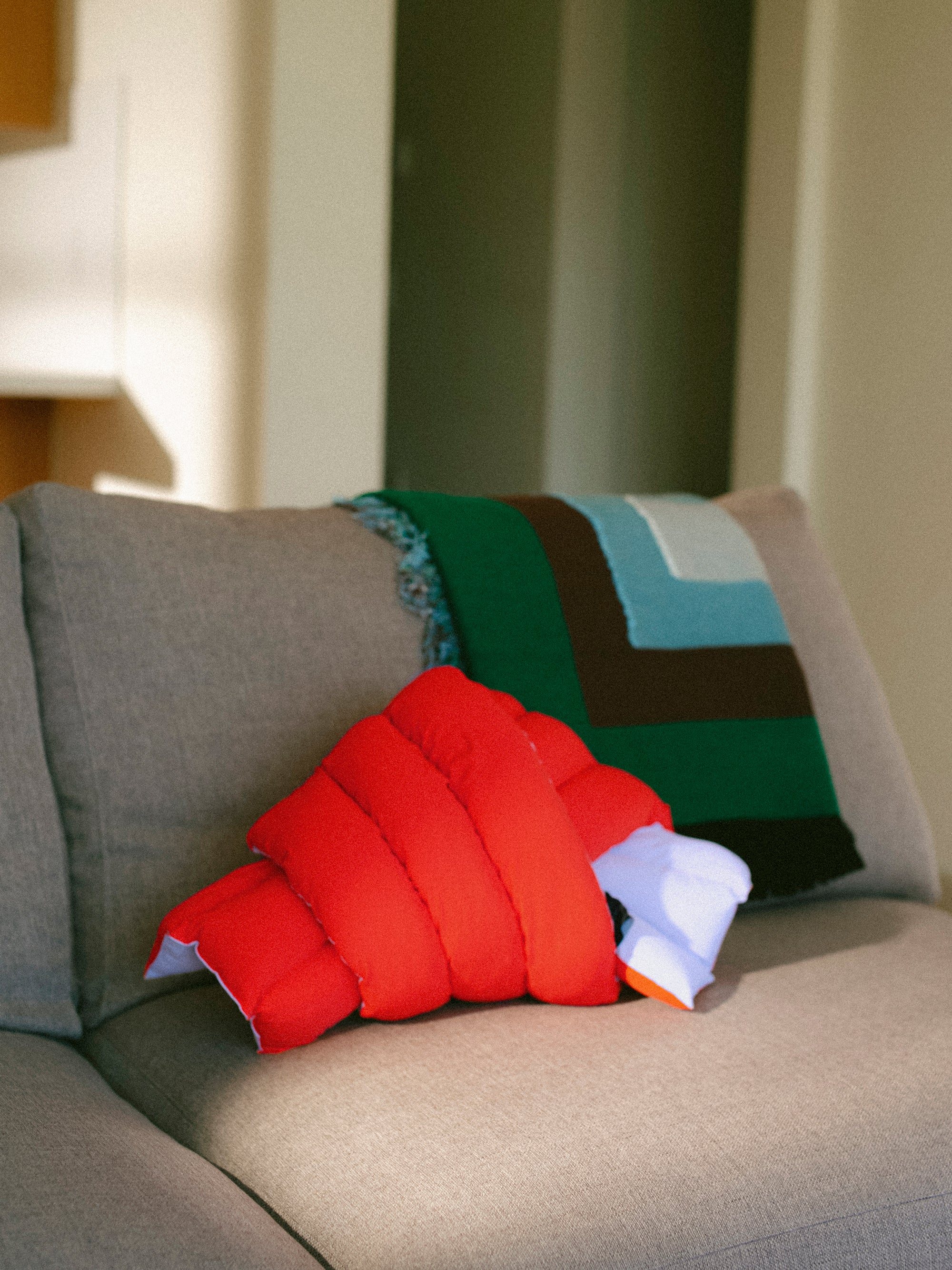 Musubi Cushion - Color Blocking Recycled Polyester | Capri Peach