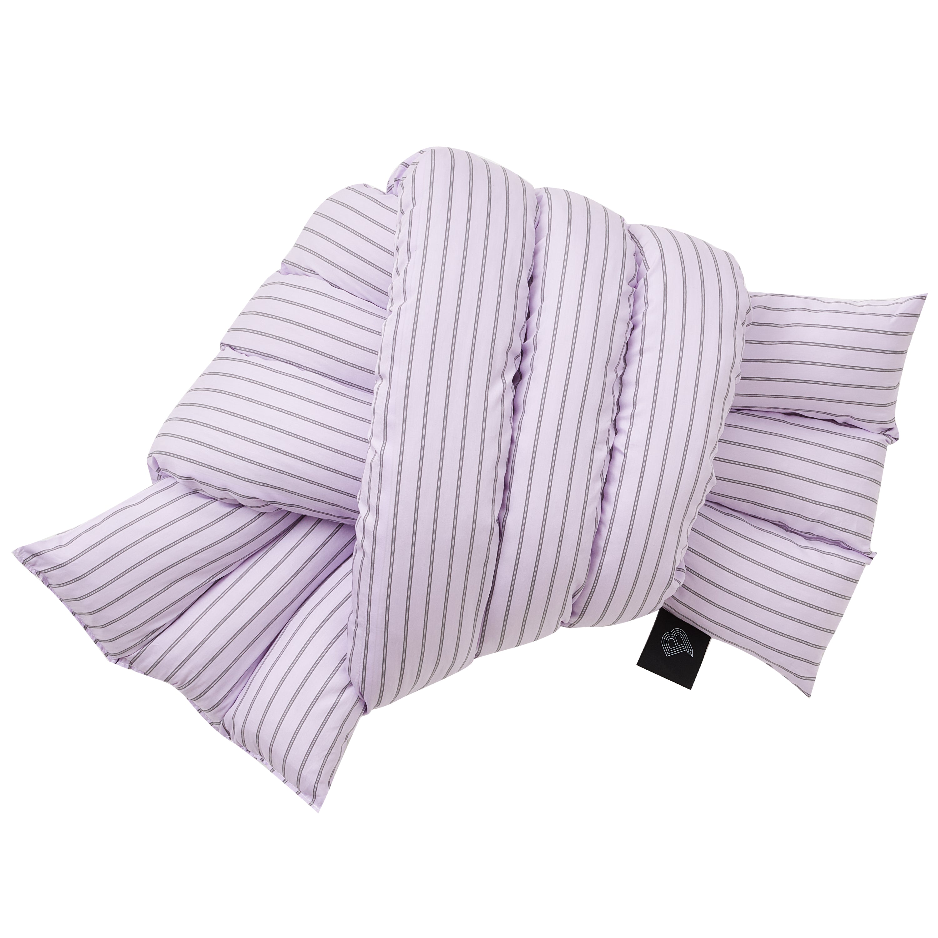 Musubi Cushion  | Lavender and brown stripes