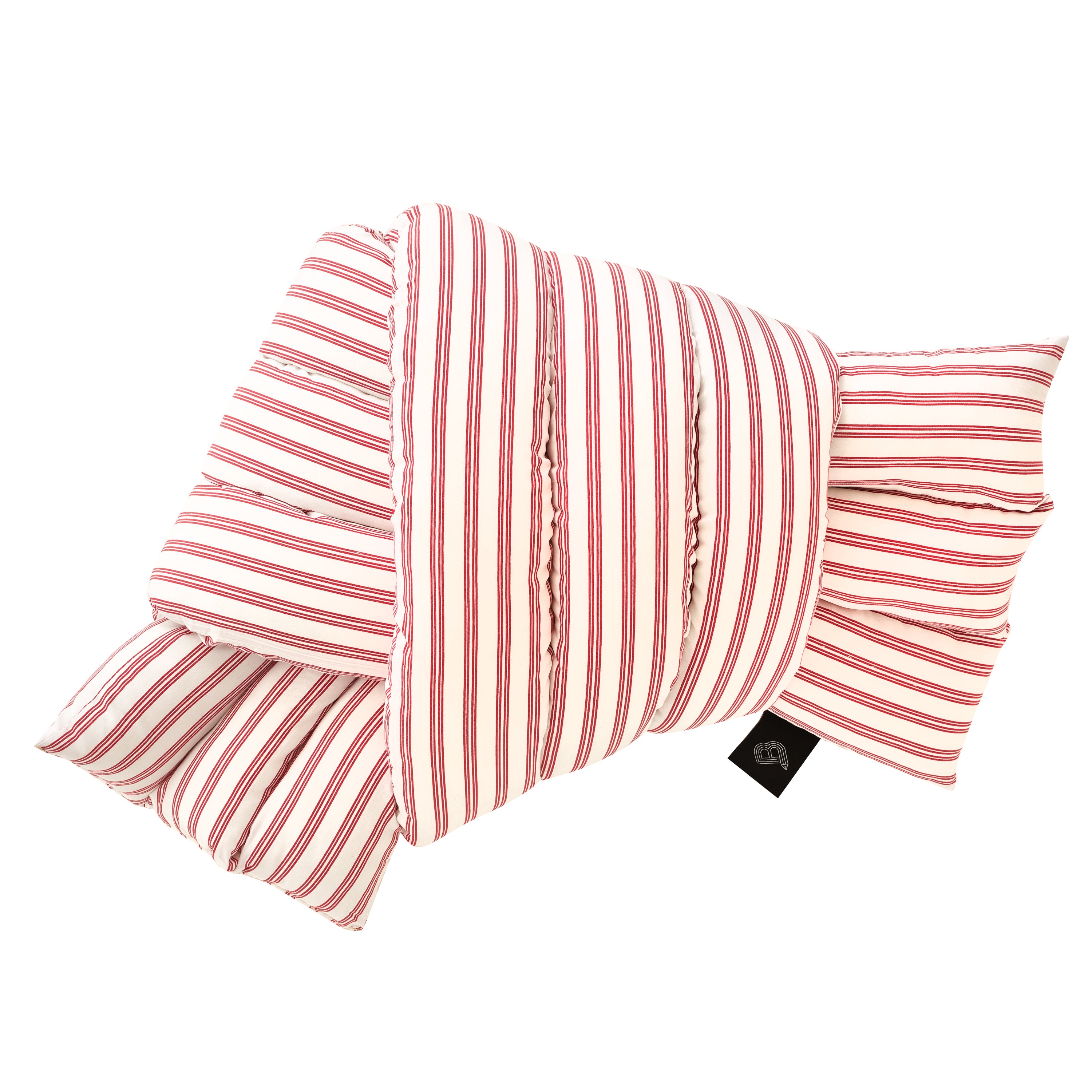 Musubi Cushion | Red and white hairline stripes