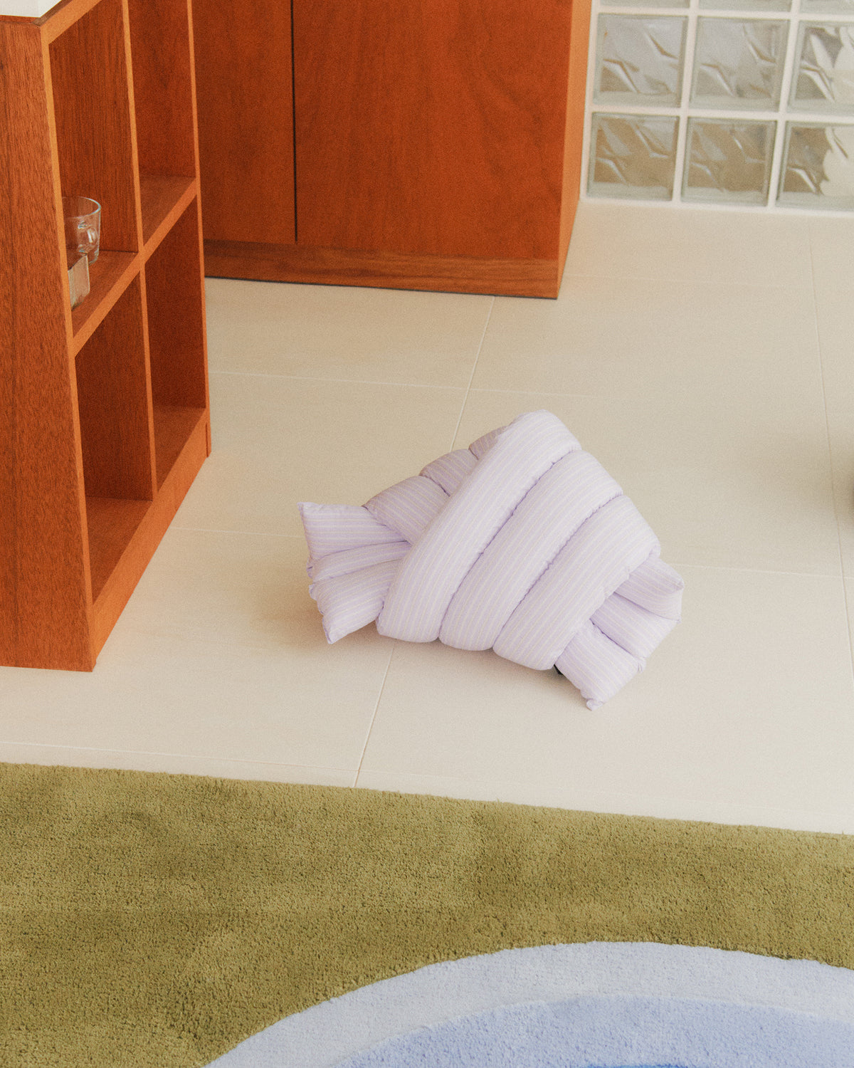 Musubi Cushion – Cotton Stripes | Lilac Haze